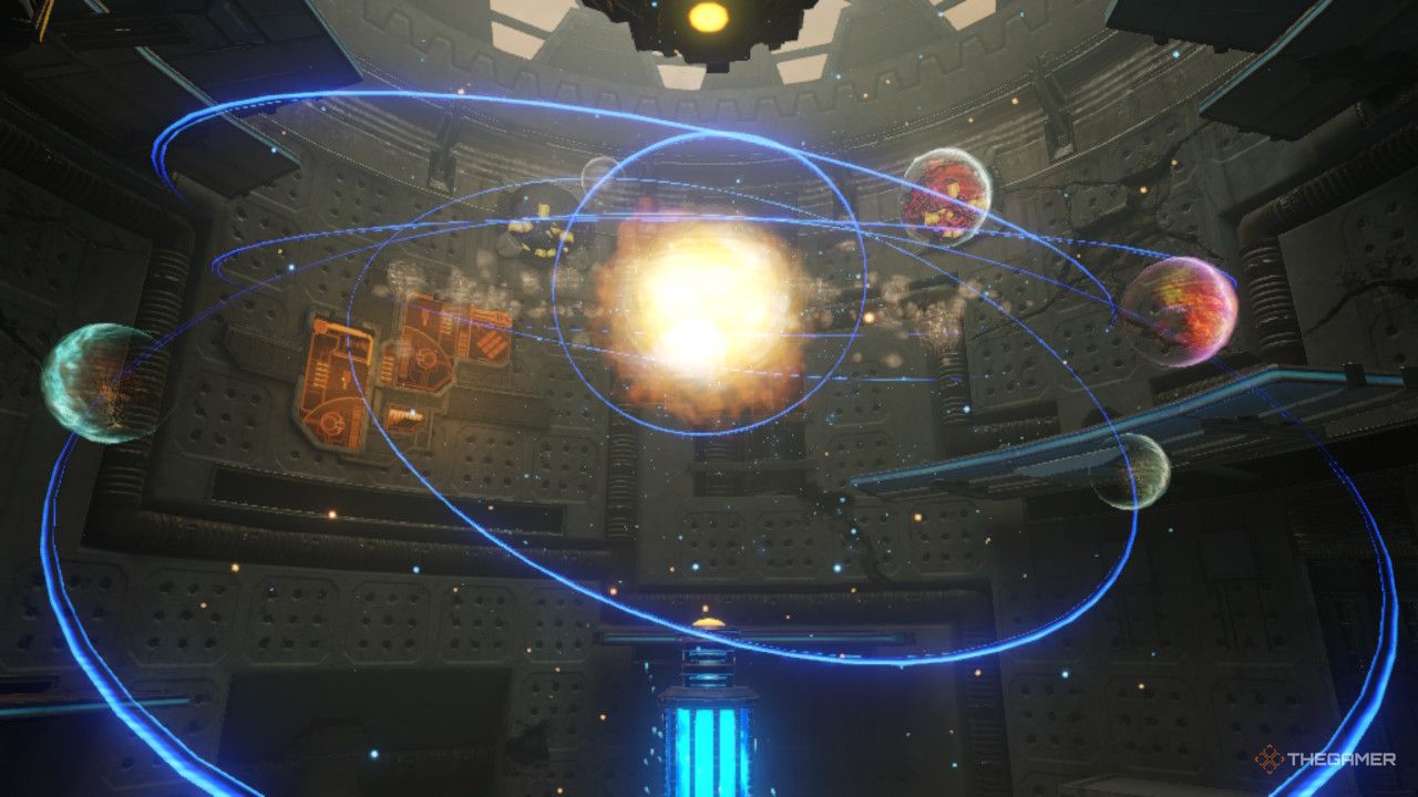 The solar system rendered by the projector.