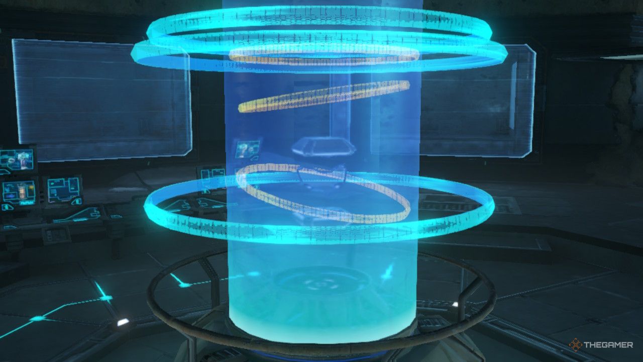 One of the security forcefields around the thermal visor dissipates.