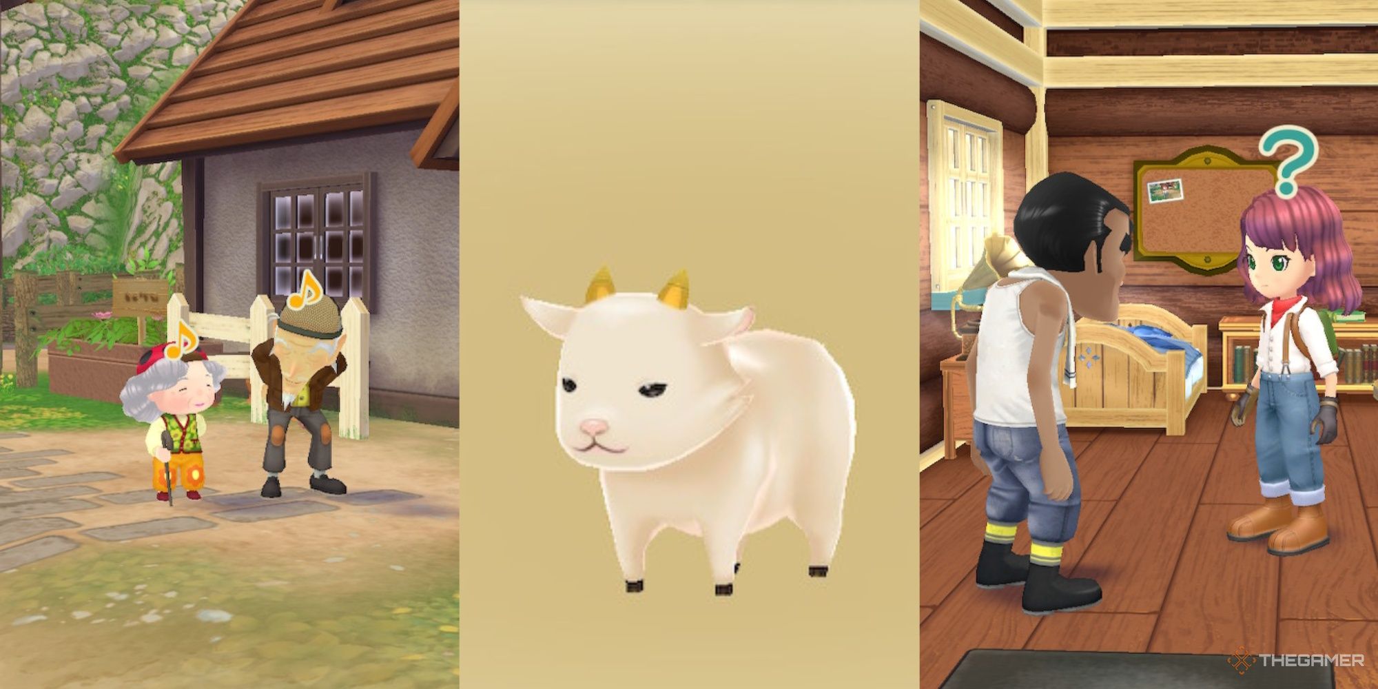 nina and gary, the goat, and a farmer with takakura story of seasons a wonderful life year one things we wish we knew