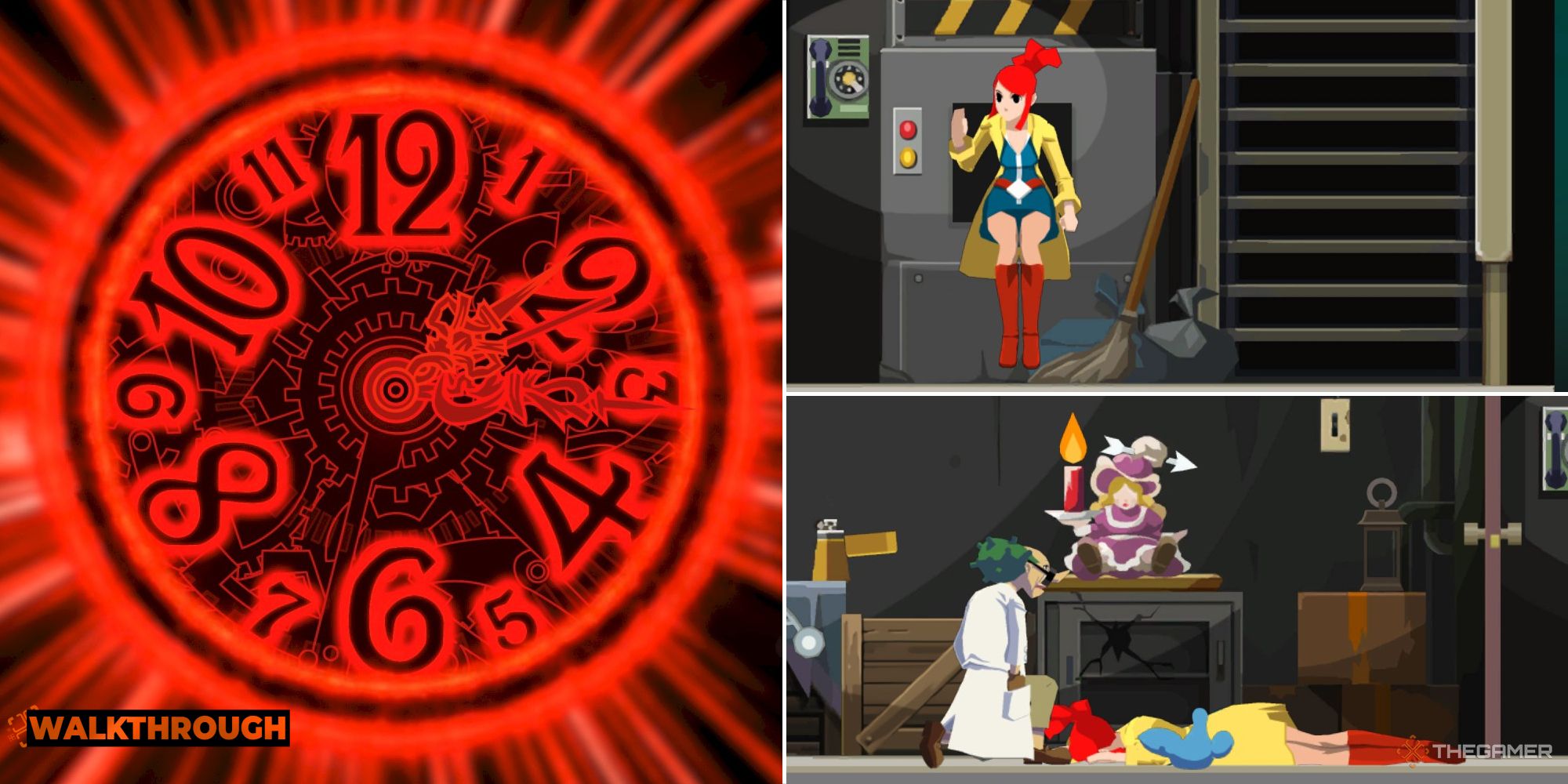 Lynne investigates the junkyard office basement and finds the murder machine in Ghost Trick: Phantom Detective