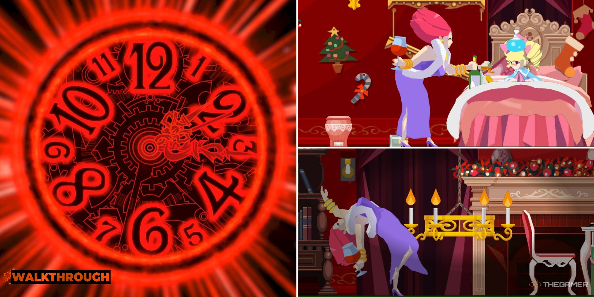 Emma talks to Amelie and dodges a chandelier in Ghost Trick: Phantom Detective