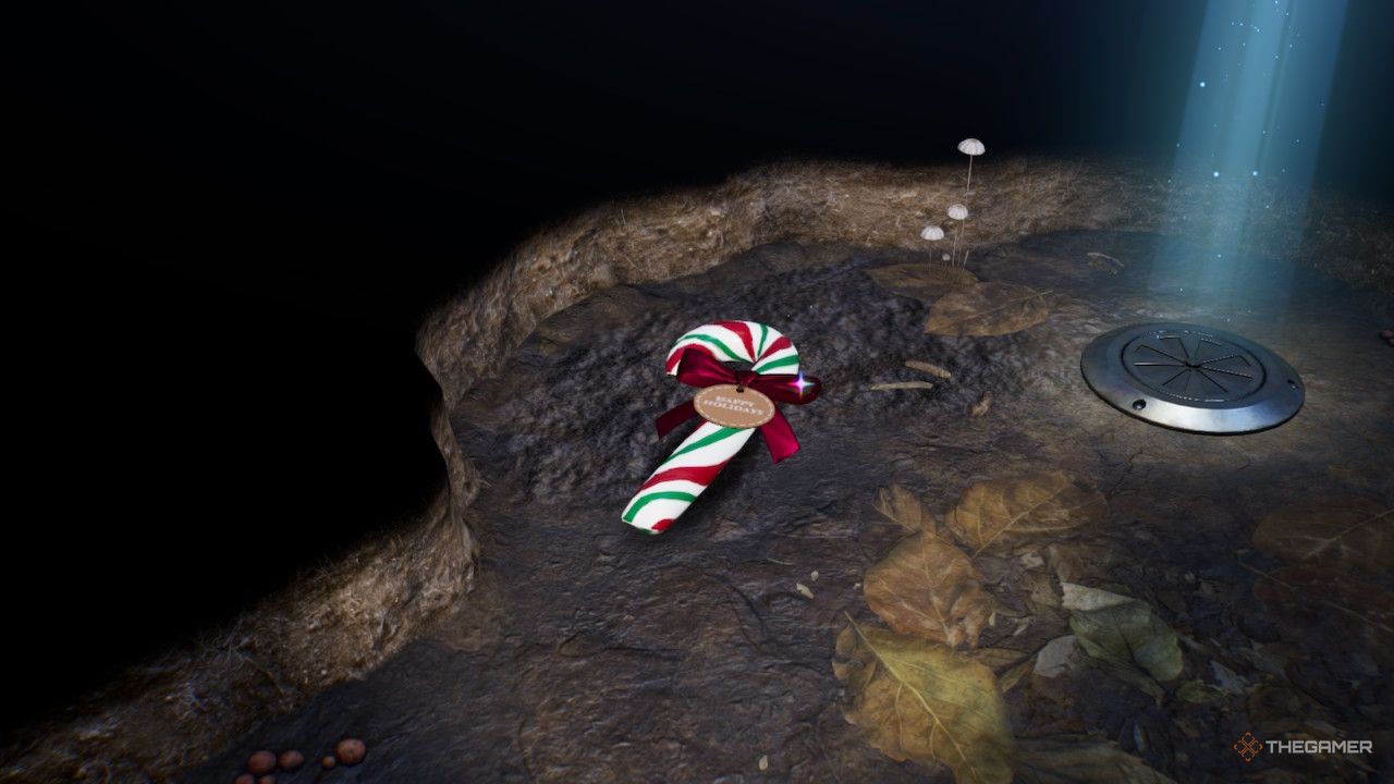 a candy cane by the exit in  treasure in Pikmin 4