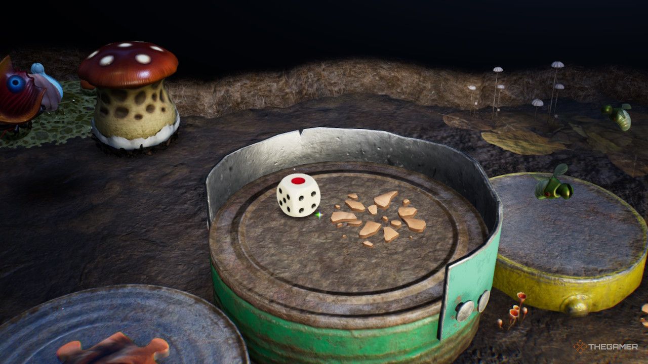 a dice on a tin  treasure in Pikmin 4