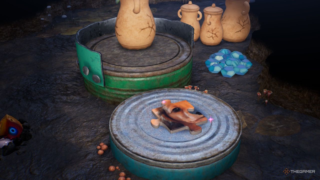 a puzzle piece on a tin treasure in Pikmin 4