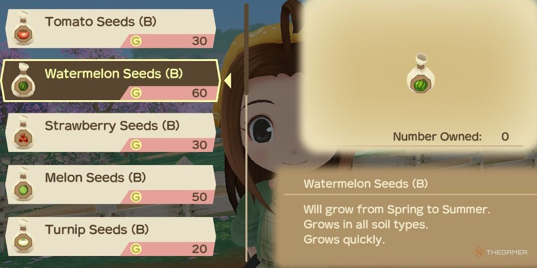 List of seeds for sale on Vesta's farm in SoS A Wonderful Life