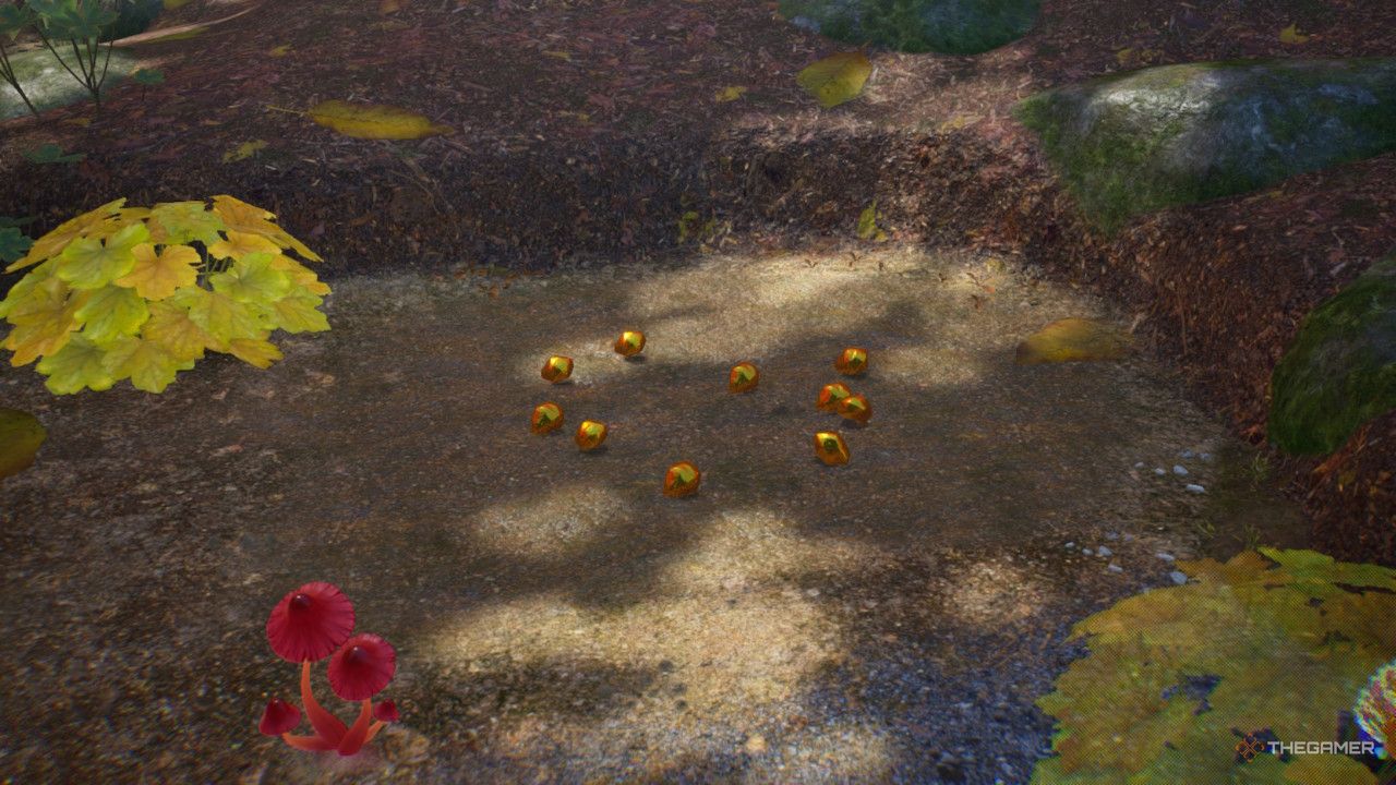 Gold nuggets from slime  treasure in Pikmin 4