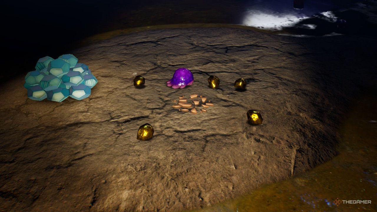 gold nuggets in dirt in pikmin 4