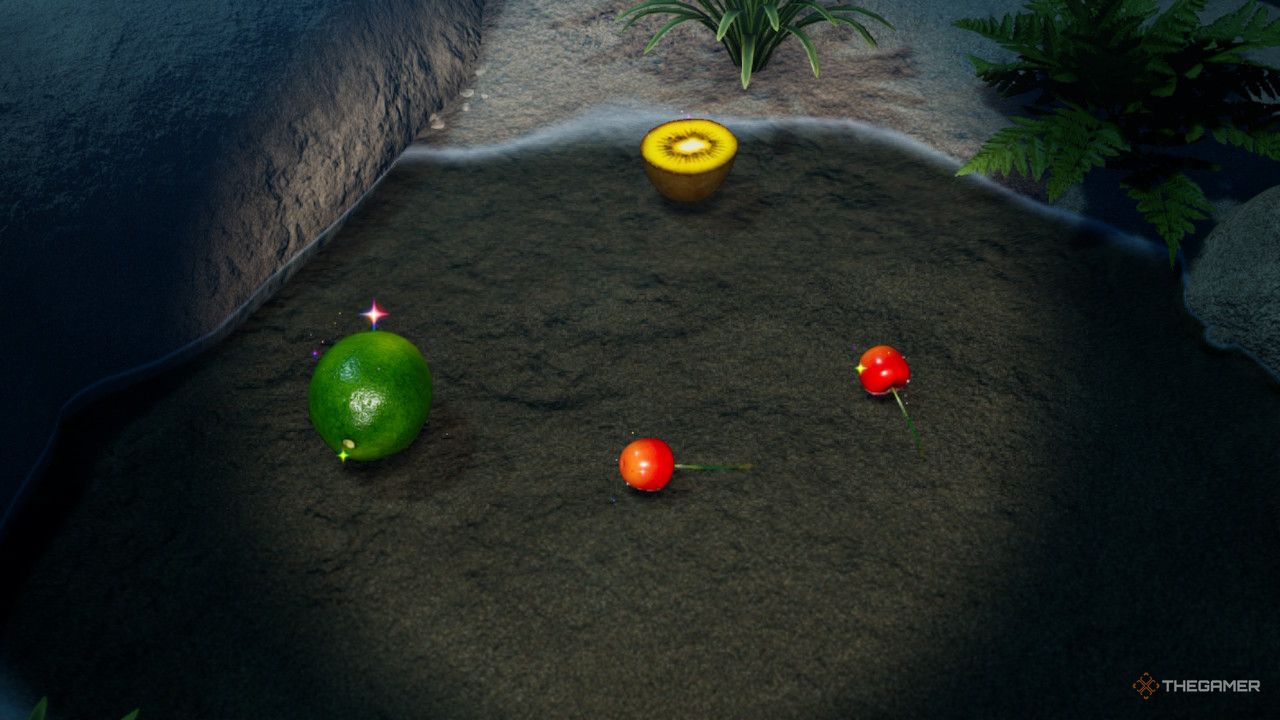 lime, kiwi, and two cherries  treasure in Pikmin 4
