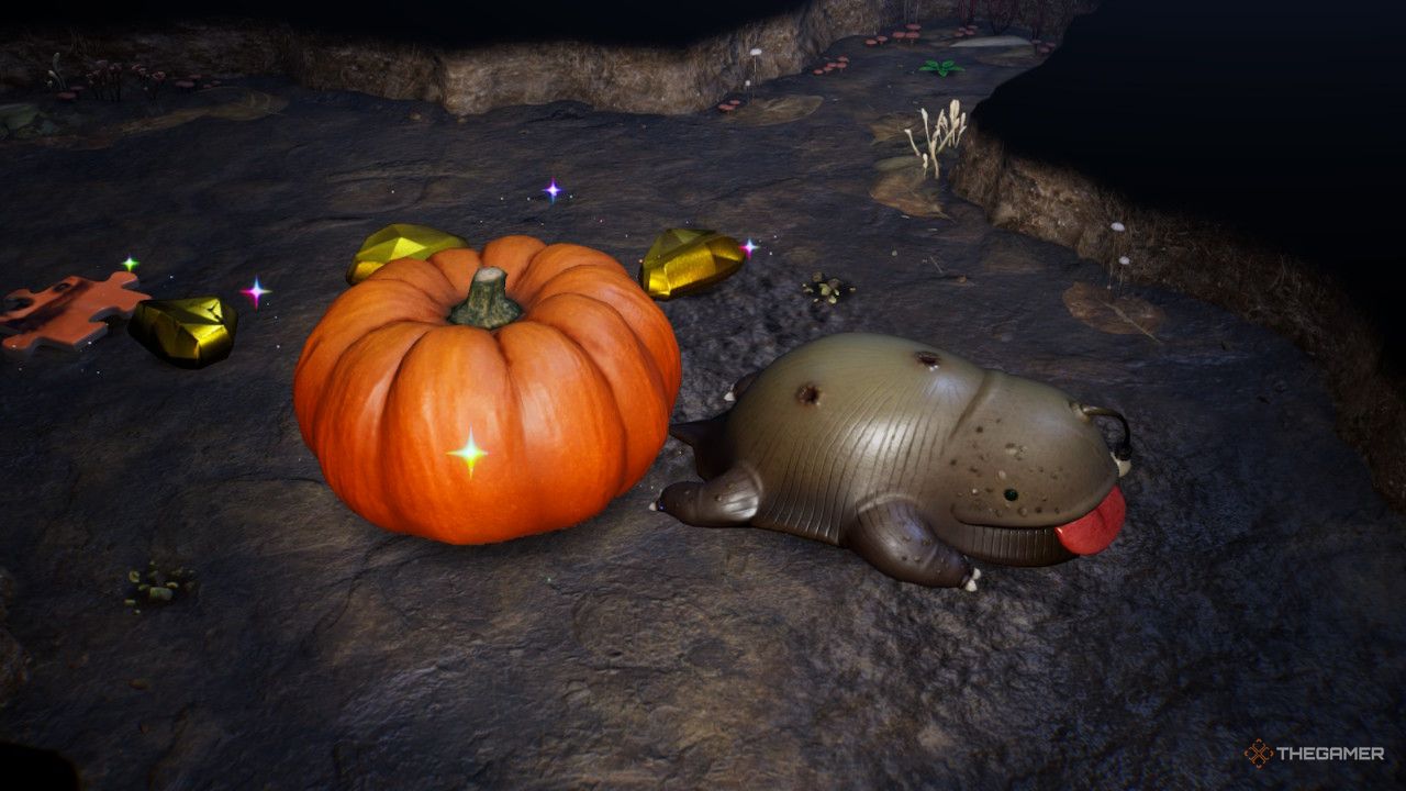 Pumpkin by dead gildemander treasure in Pikmin 4