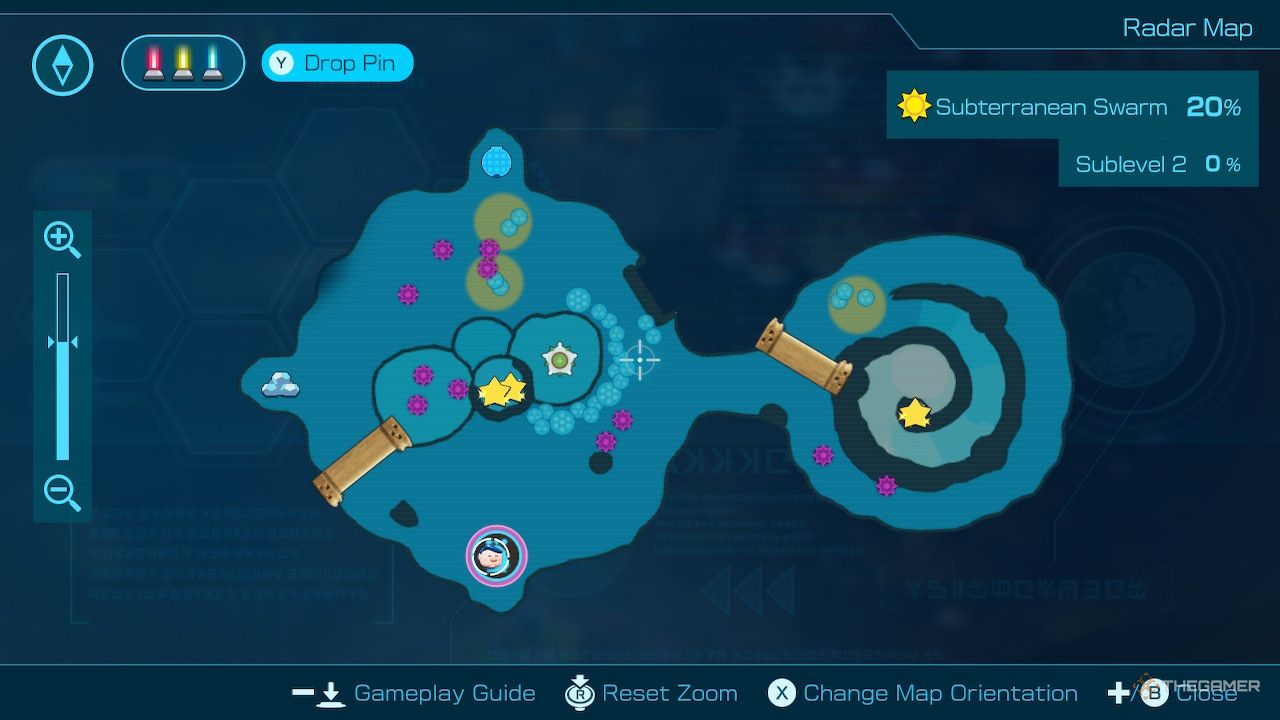 Subeterranean Swarm sublevel 2 map in pikmin 4