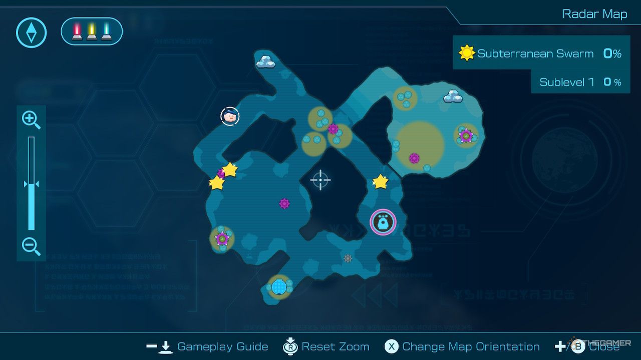 Subterranean Swarm sublevel 1 map in Pikmin 4