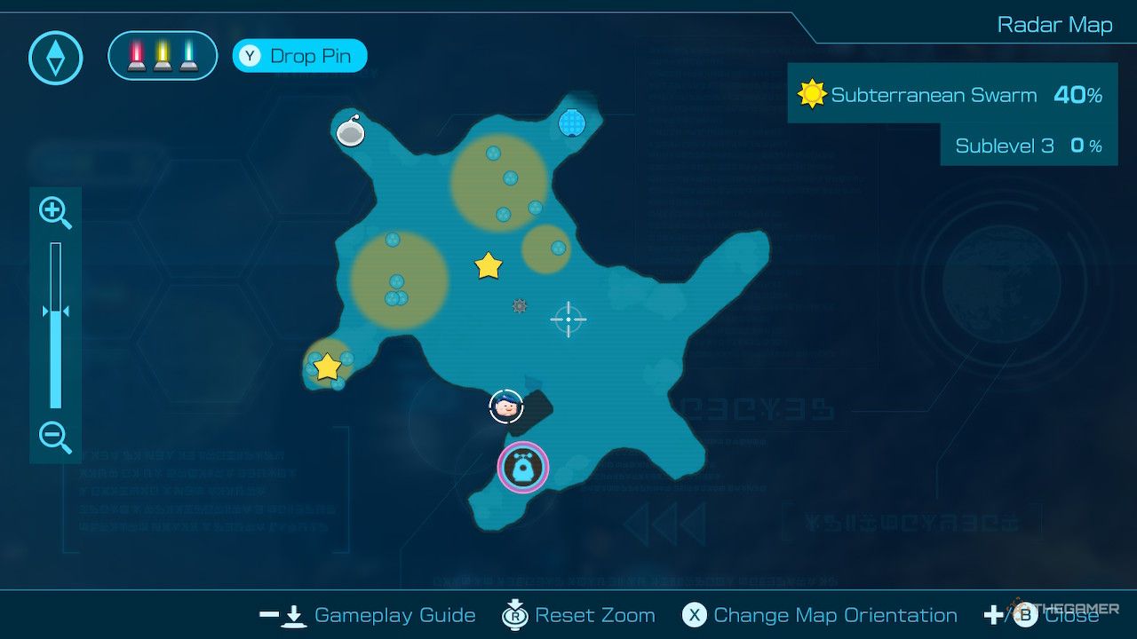 Subterranean Swarm sublevel 3 map in pikmin 4