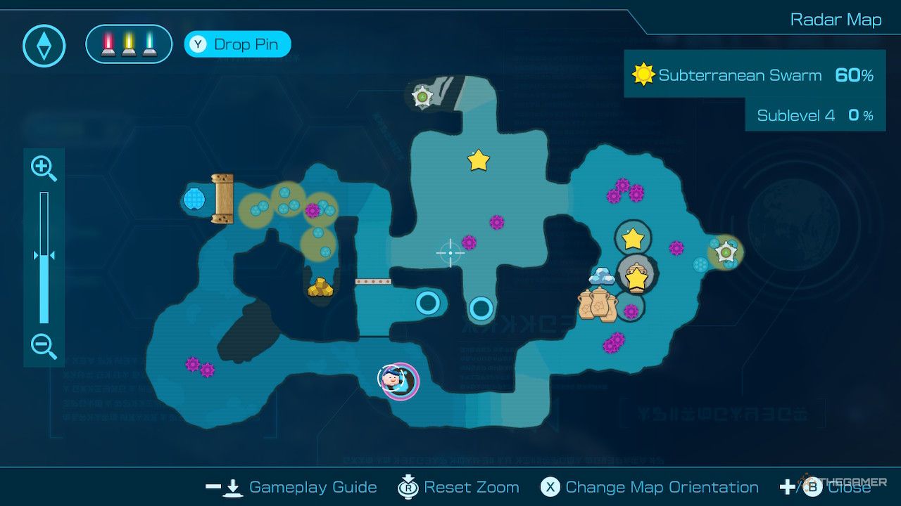 Subterranean Swarm sublevel 4 map in pikmin 4
