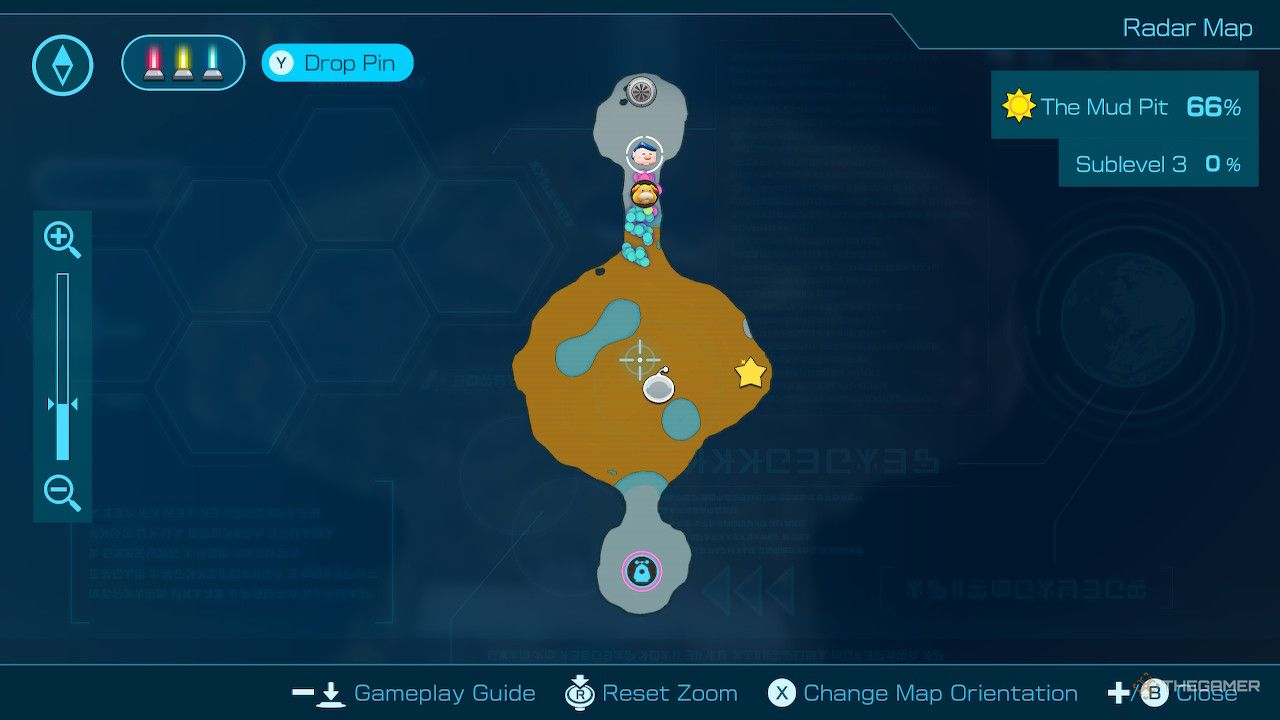 the mud pit sublevel 3 map in pikmin 4