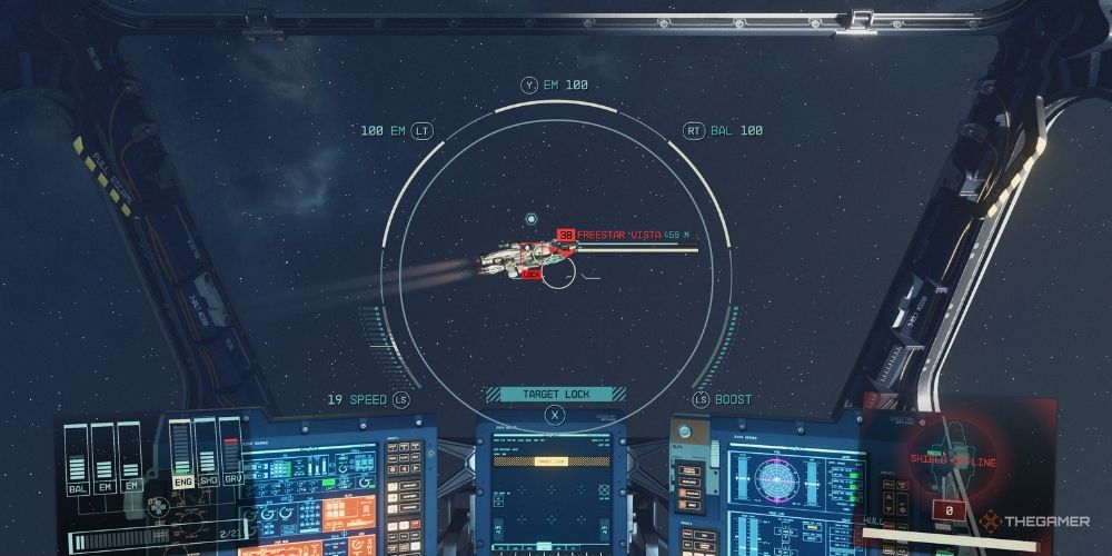 Space battle to disable the Freestar Vista in Starfield