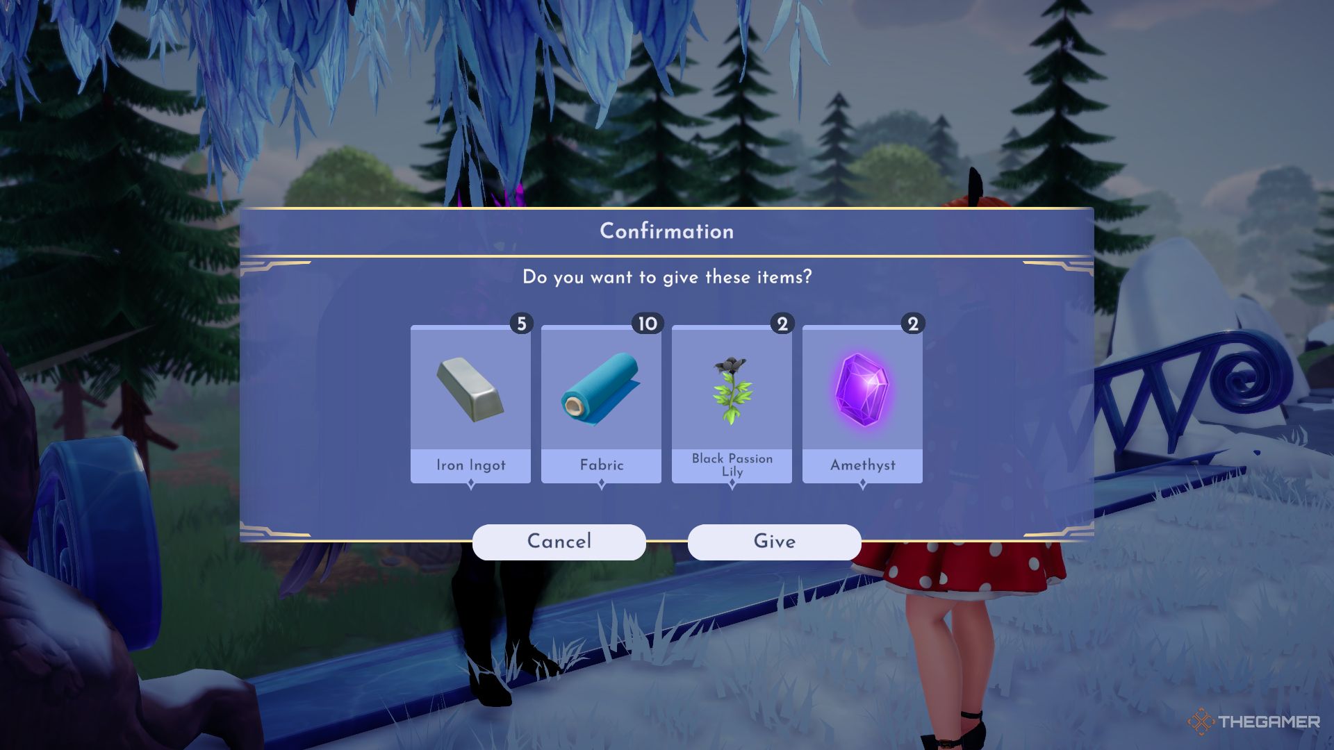 Giving the materials to the Forgotten in Disney Dreamlight Valley