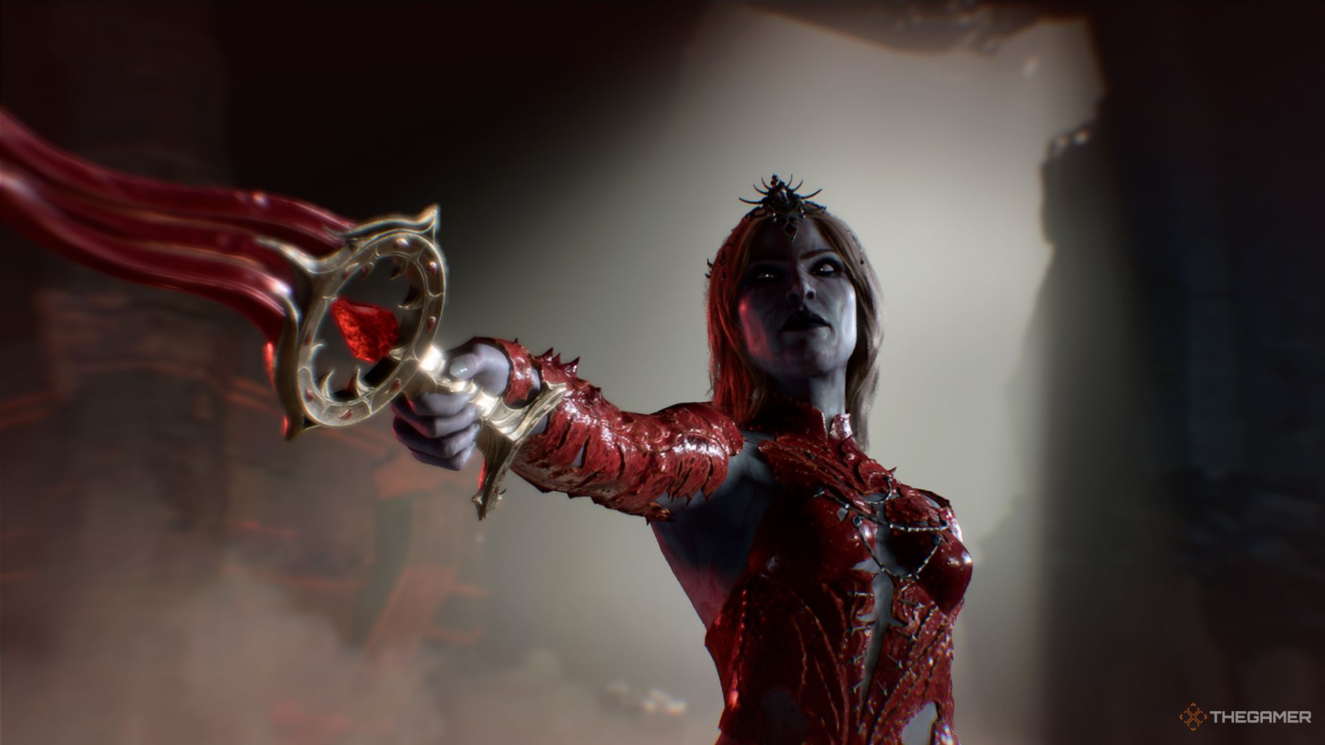 Orin pointing a blade towards you in Baldur's Gate 3