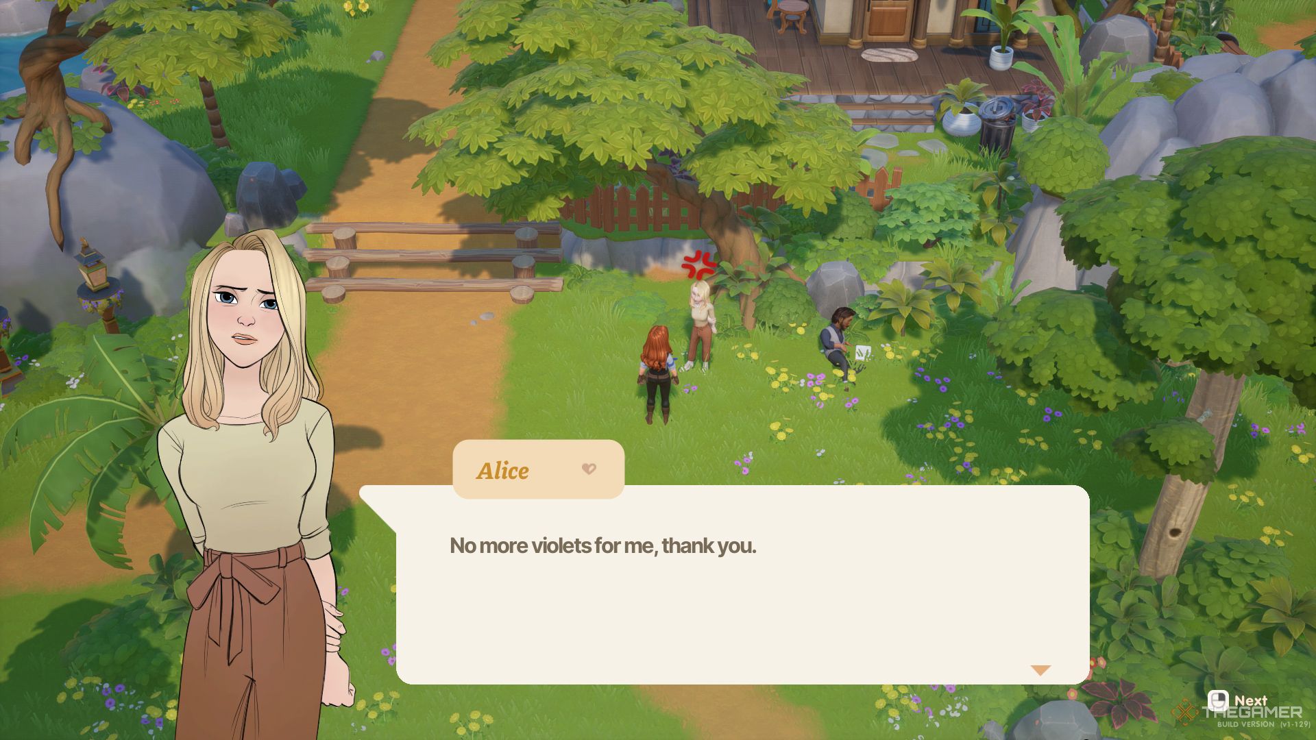 Alice hates violets in Coral Island
