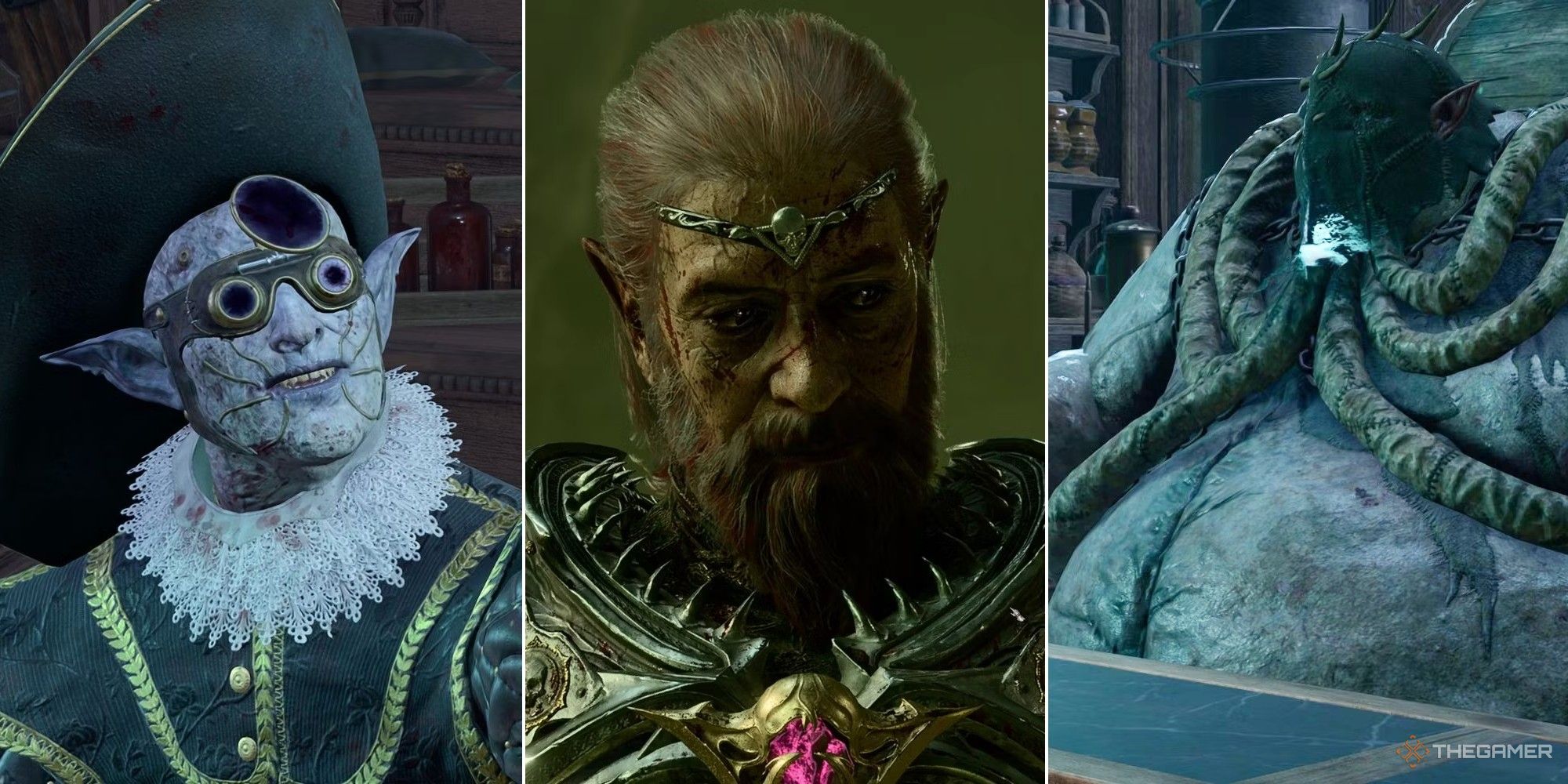Baldur's Gate 3 collage showing Malus, Ketheric and Thisobald Thorm