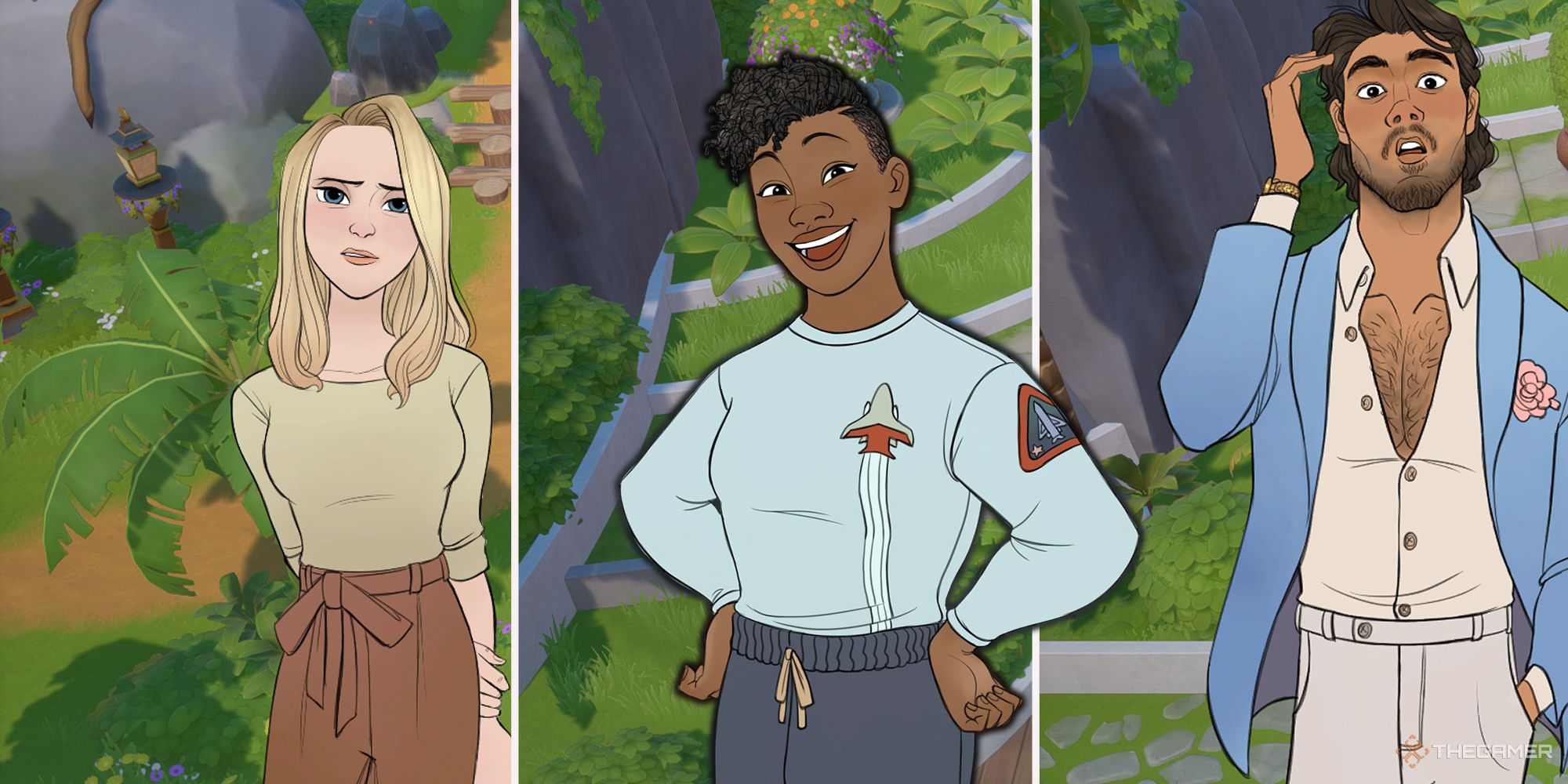 Combined images of Alice, Aaliyah, and Antonio in Coral Island