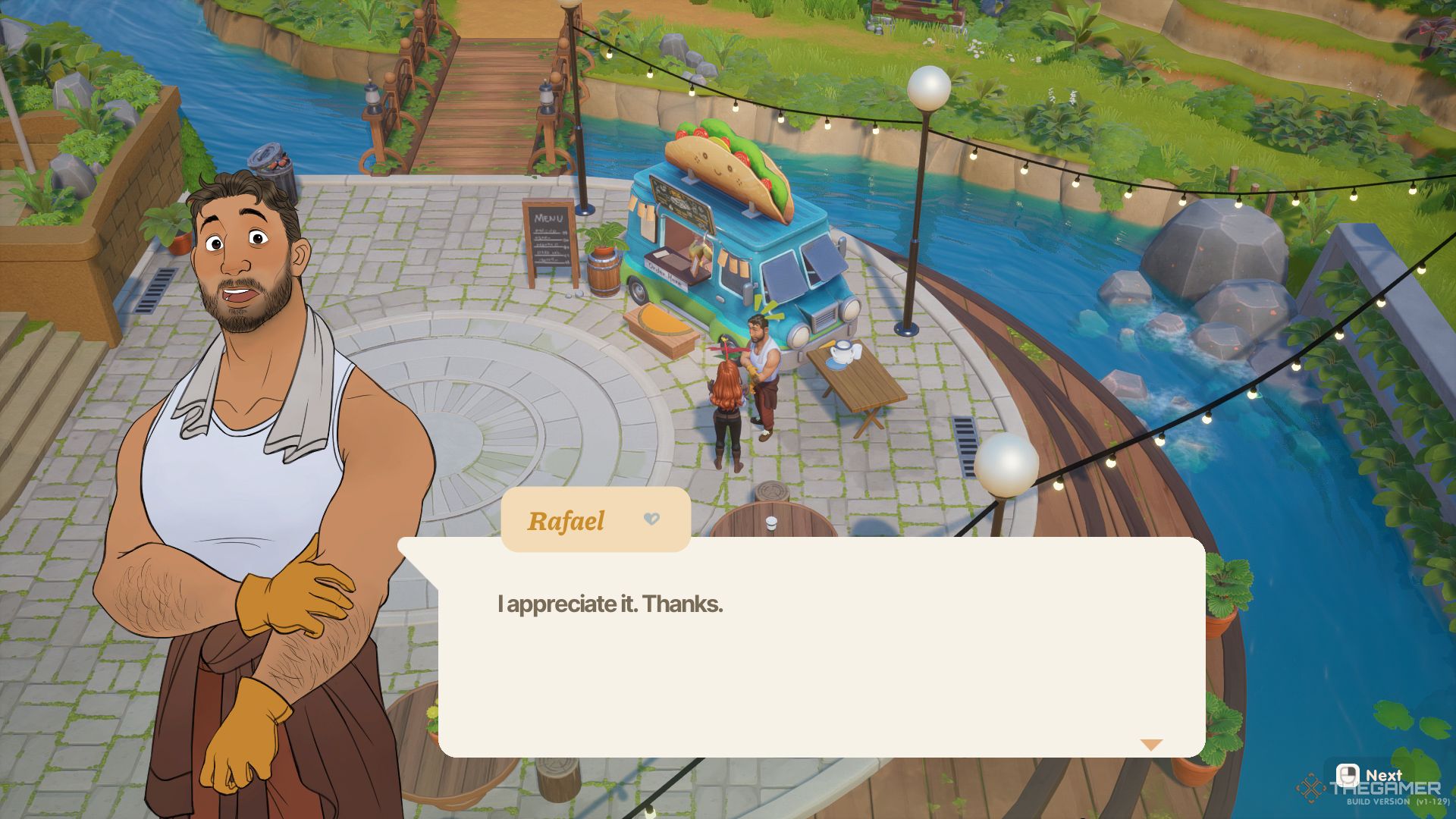Giving Rafael a flower in Coral Island