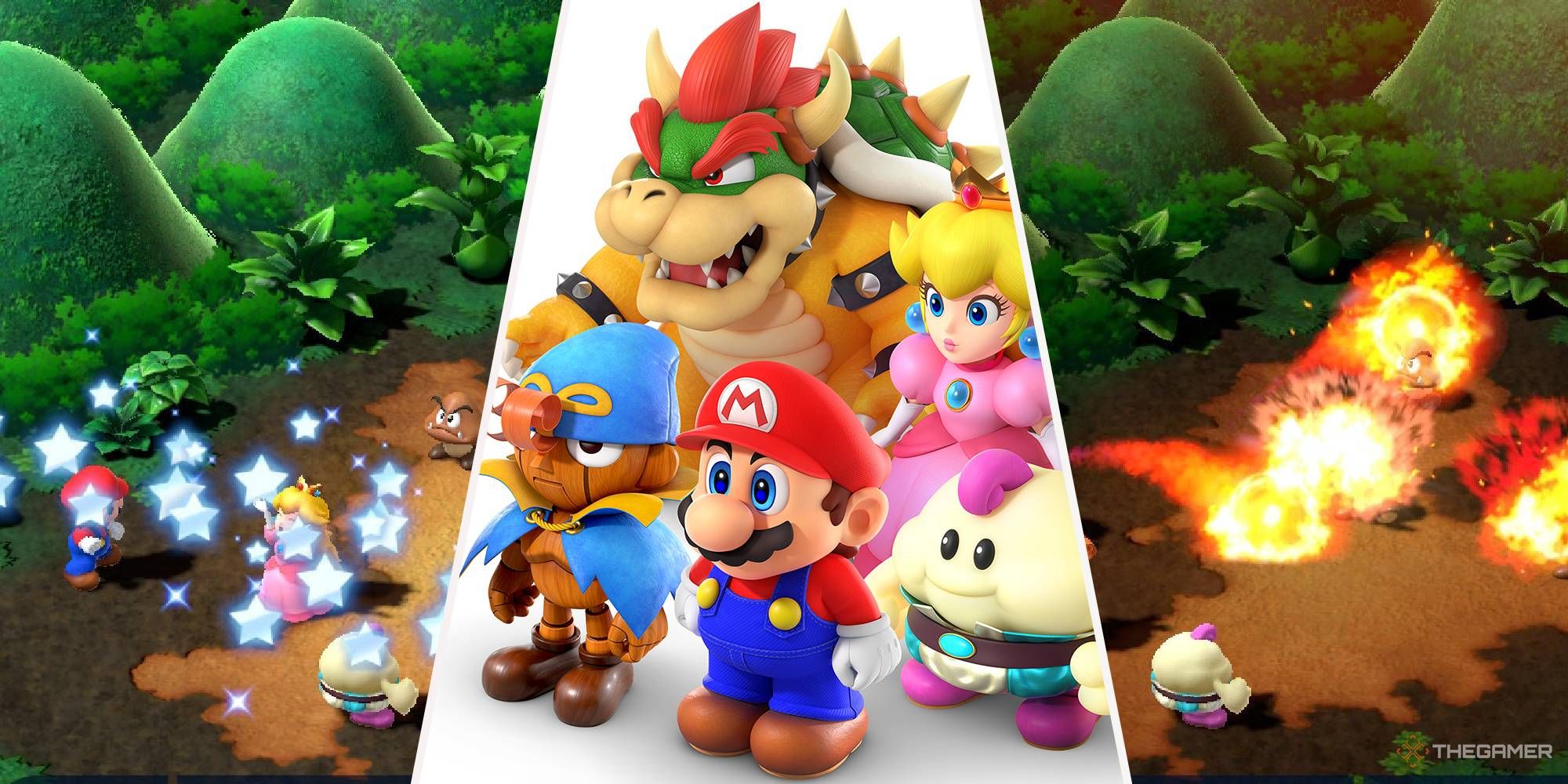 super mario rpg mario using ultra flame and peach using group hug