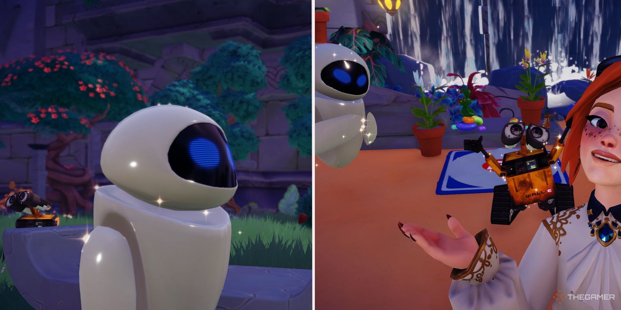 Disney Dreamlight Valley Combined images of EVE, WALL-E, and the avatar