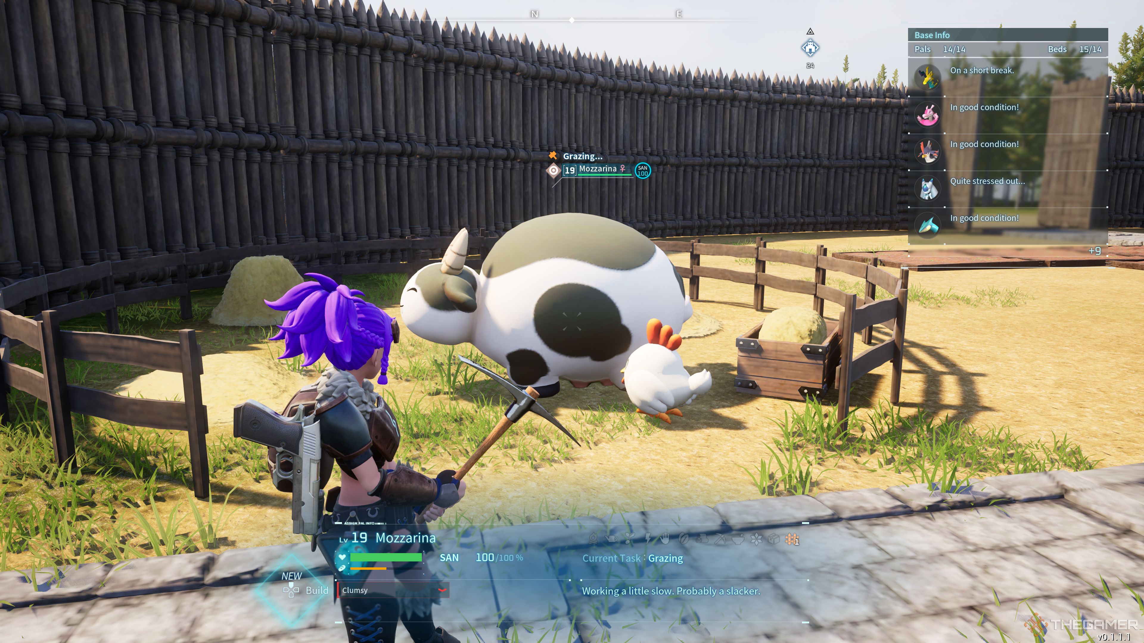 Palworld: Chikipi and Mozzarina on the farm