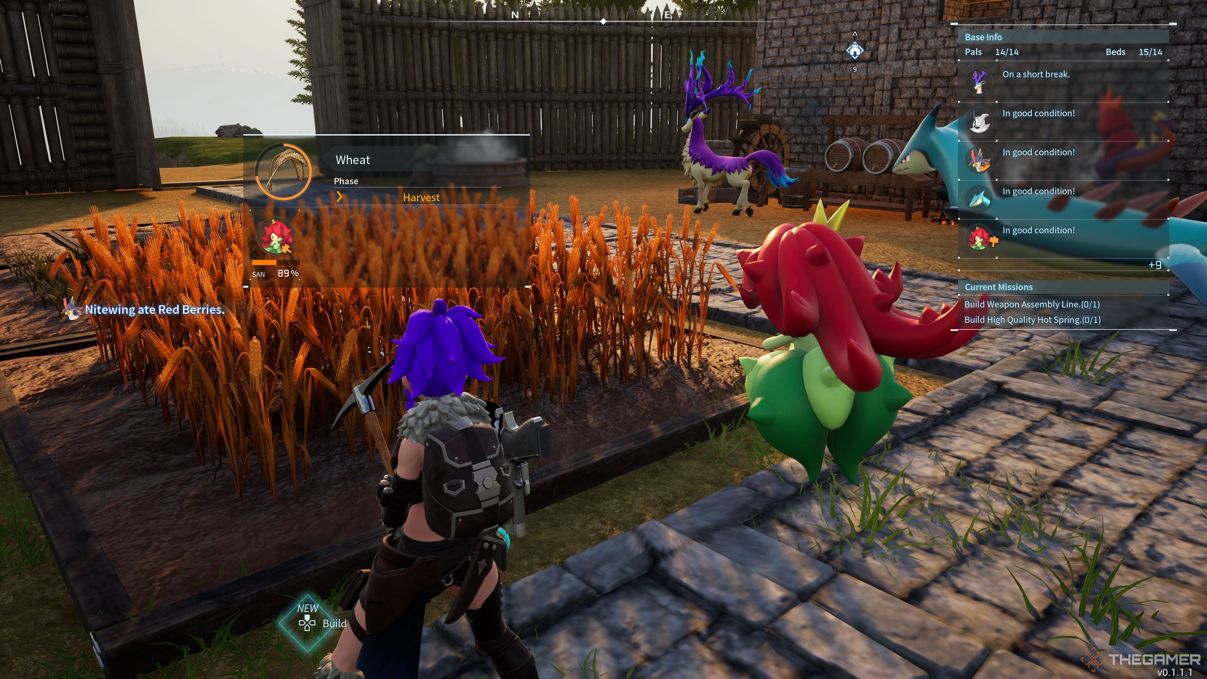 Palworld: Bristling harvesting the wheat