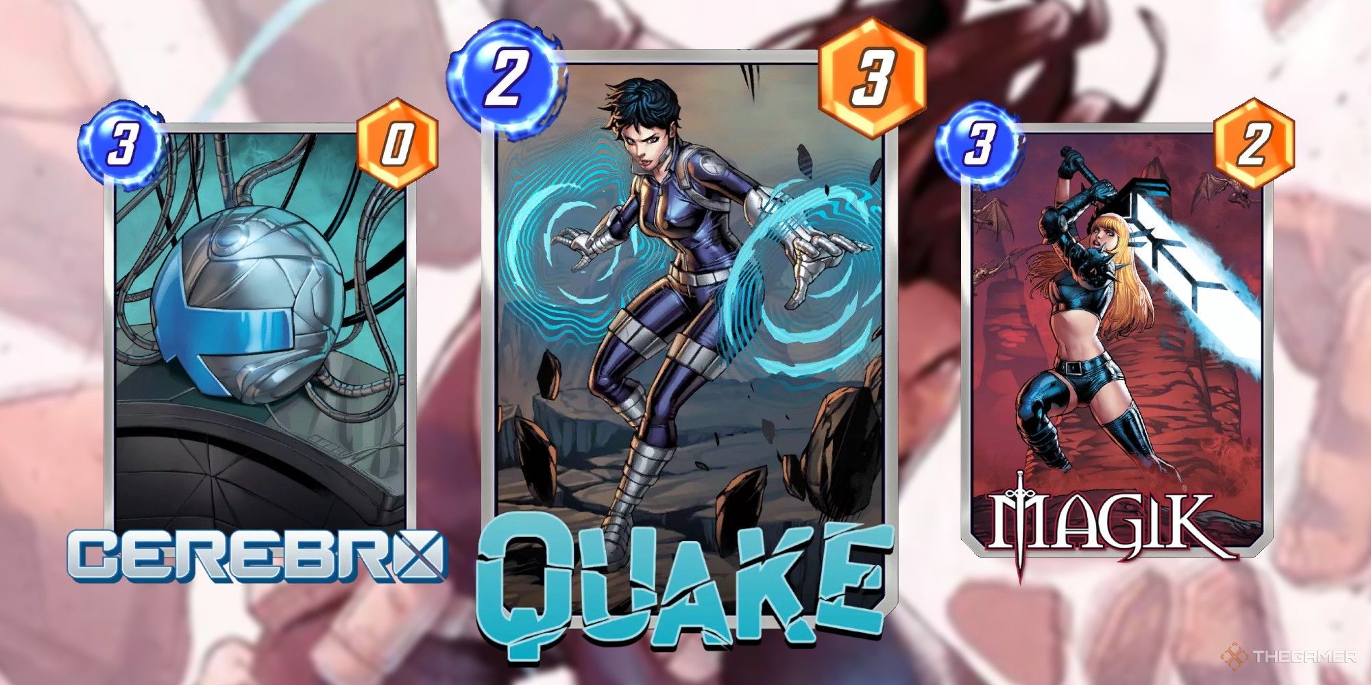 Marvel Snap Cards Cerebro, Quake and magik