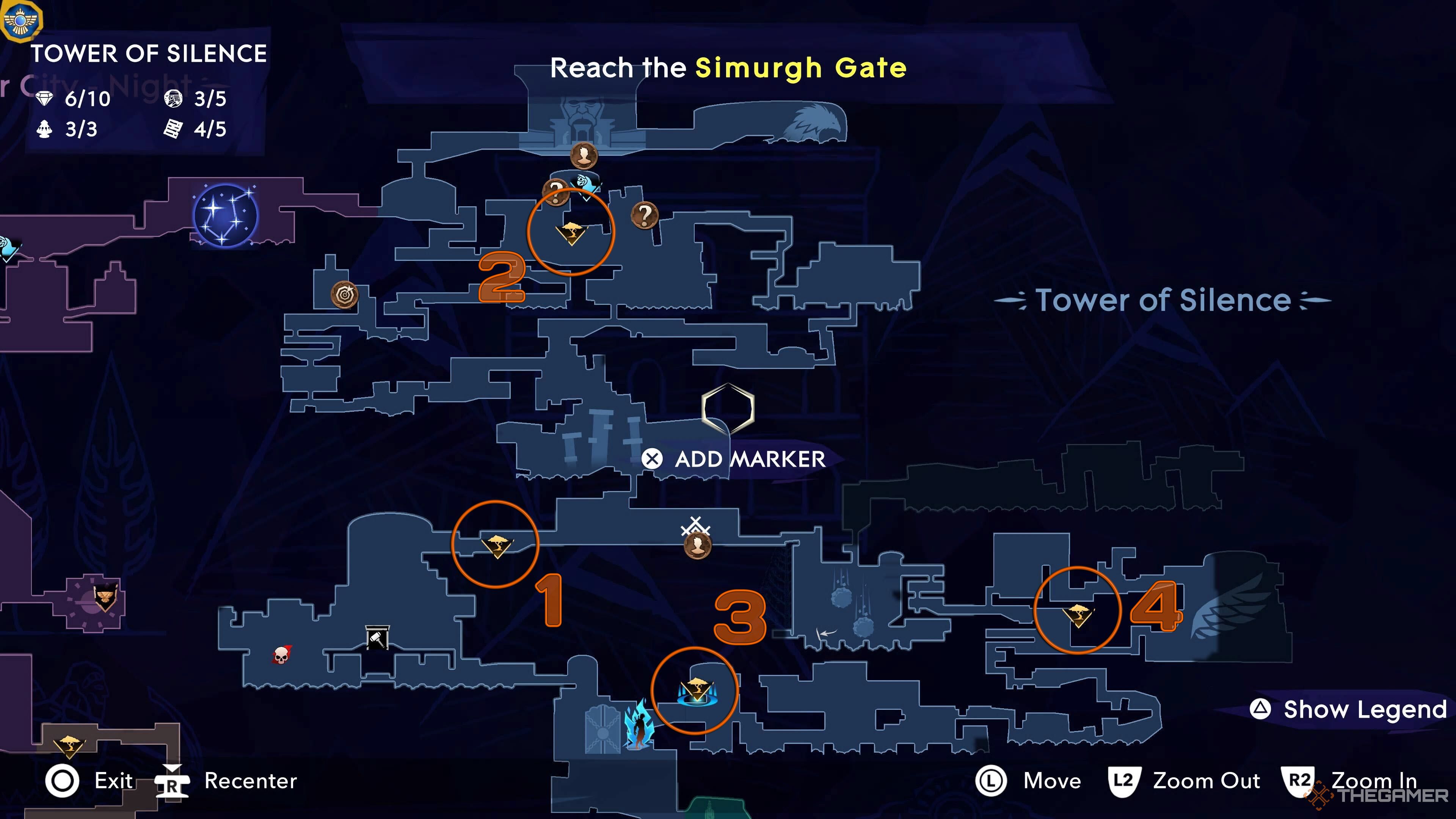 Prince of Persia The Lost Crown Tower of Silence Map Wak-Wak Trees Marked