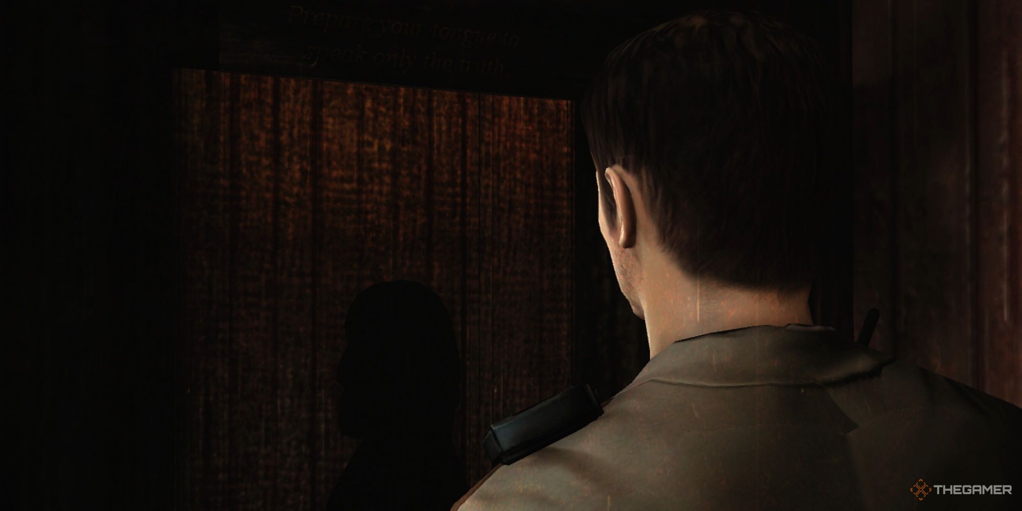 Alex Shepherd in a confessional in Silent Hill Homecoming