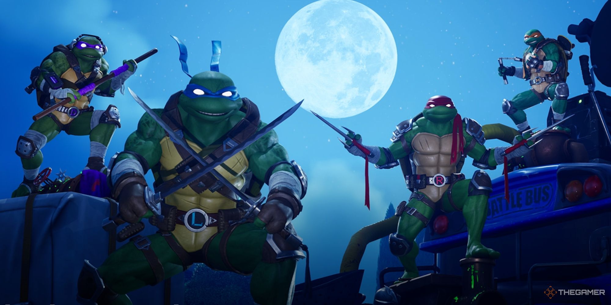 Promo image of the Teenage Mutant Ninja Turtles Cowabunga Event for Fortnite Chapter 5 Season 1