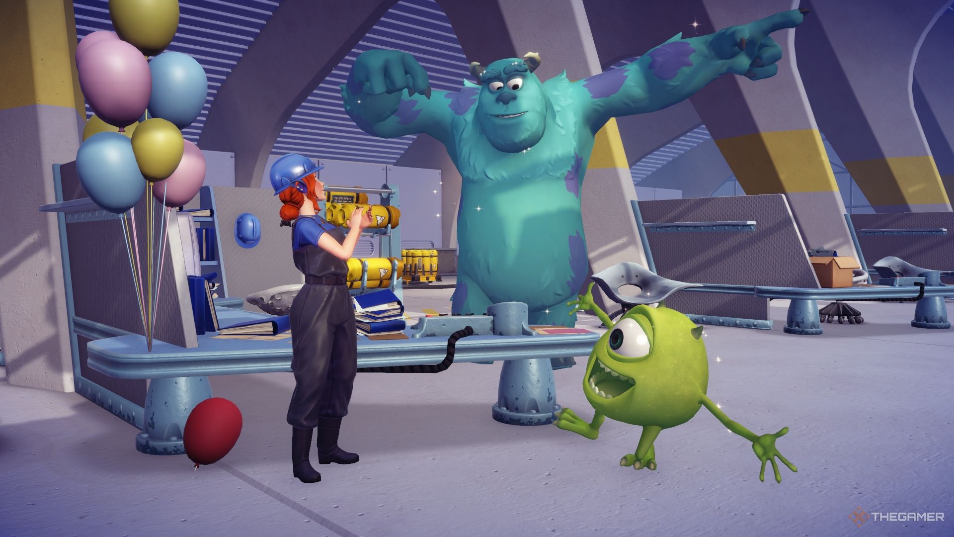 Disney Dreamlight Valley celebrating with Mike and Sulley