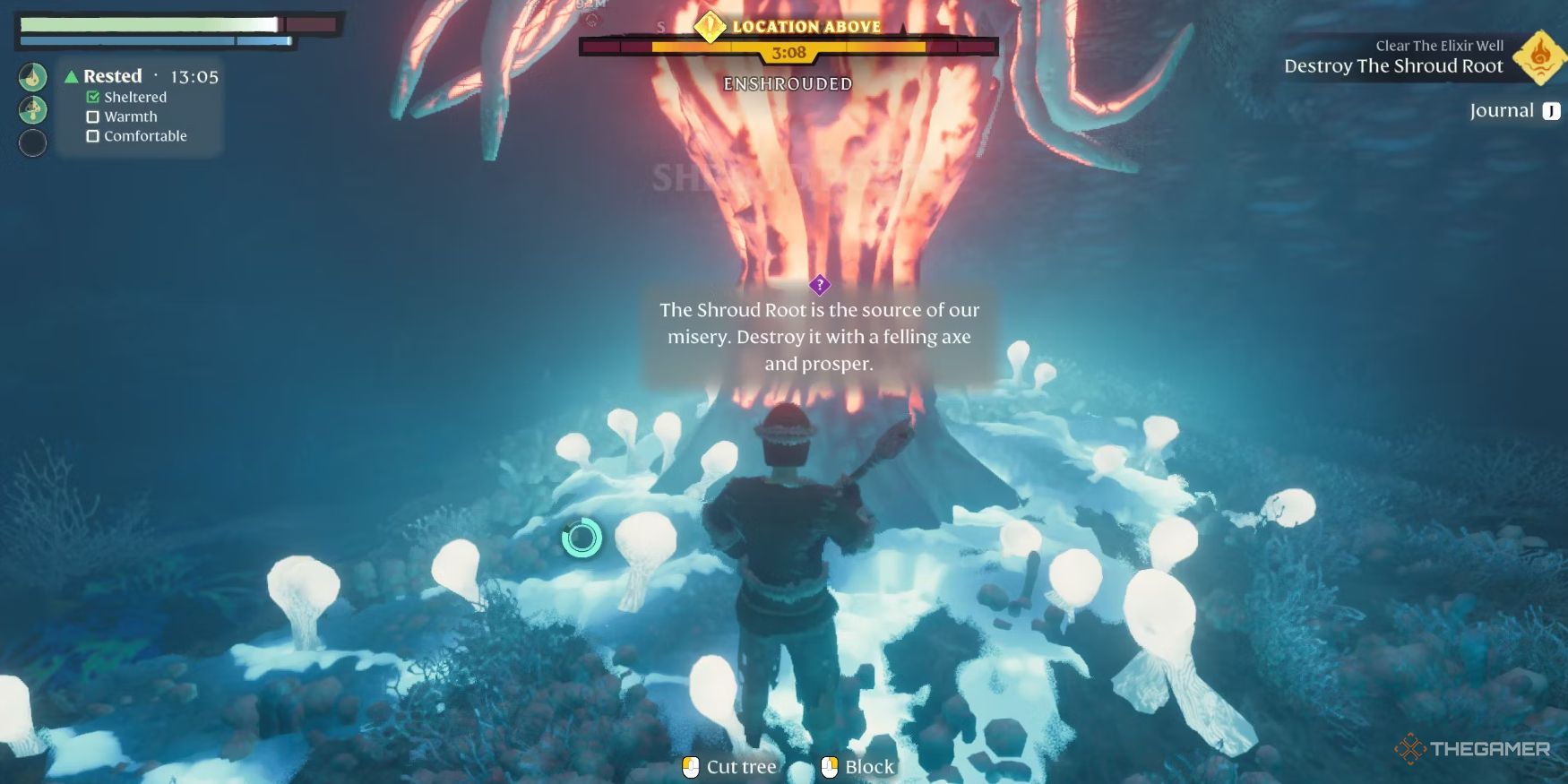 enshrouded player standing at shroud root 2 1