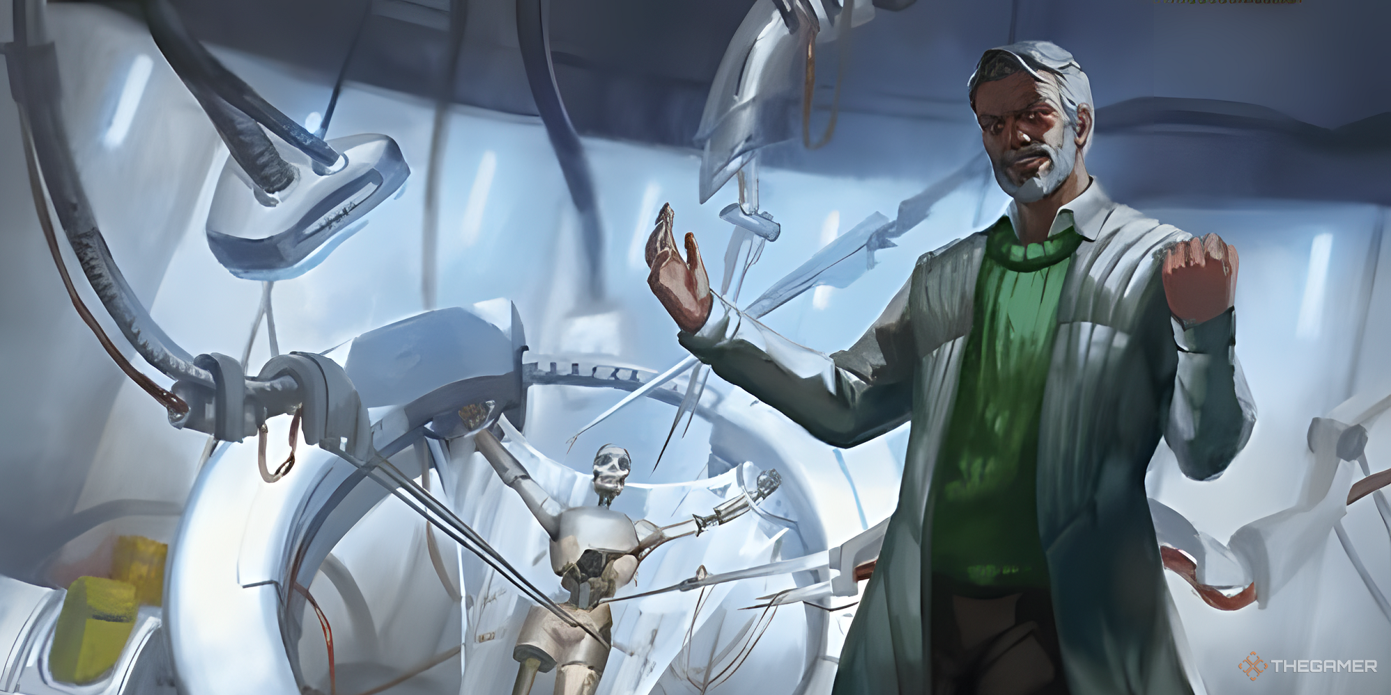 Shaun, Father of Synths, in front of a synth under construction.