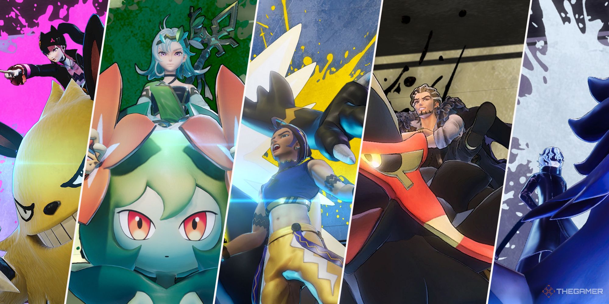 Palworld combined image of Zoe, Lily, Axel, Marcus, and Victor