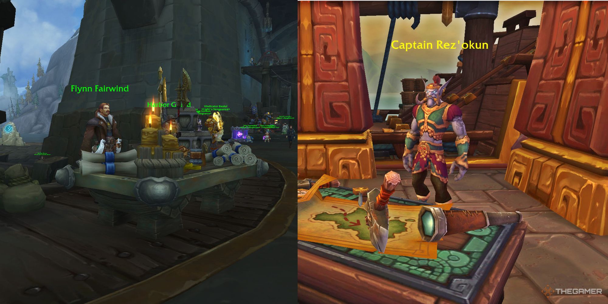 Flynn Fairwind (left) and Captain Rez'okun (right) at their Island Expedition tables.