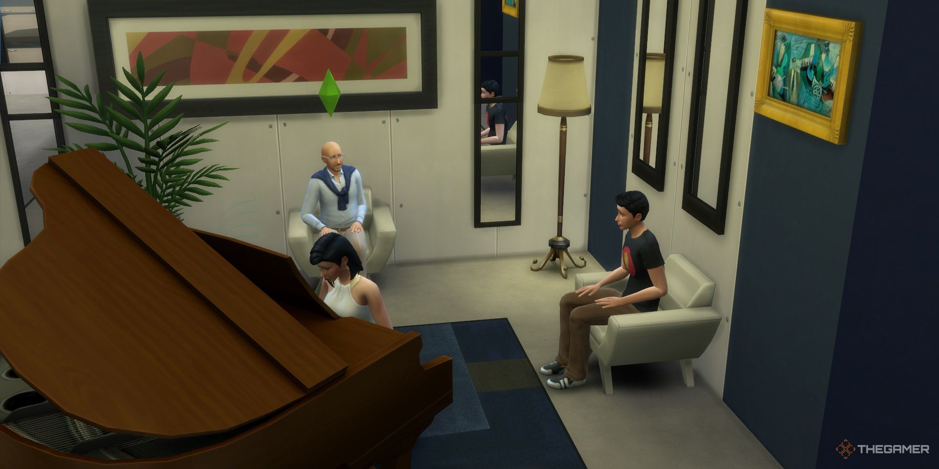 Sims 4 playing piano and talking-1