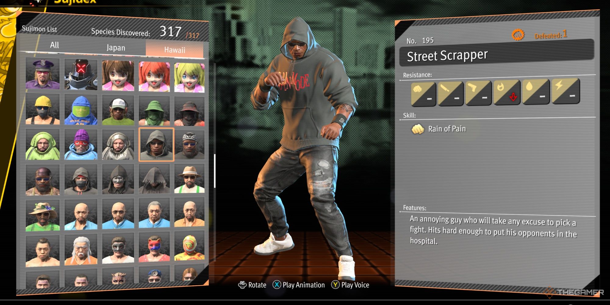 Street Scrapper Sujidex entry in Like a Dragon Infinite Wealth