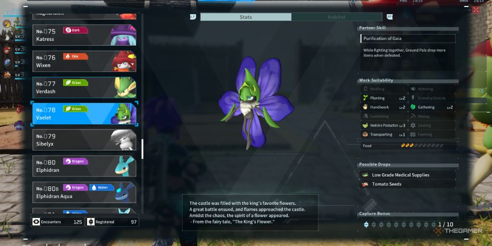 Vaelet's info page in Palworld