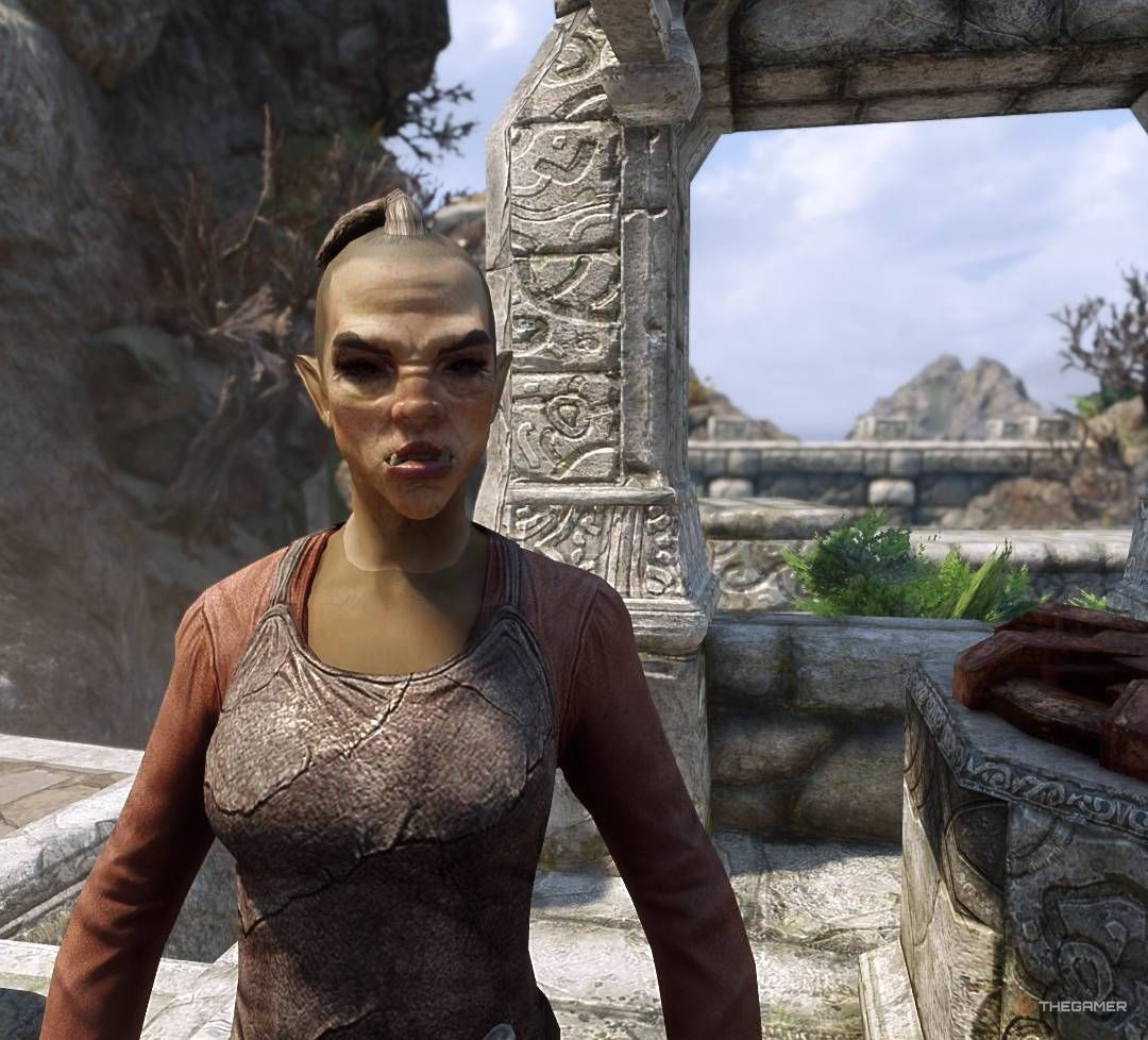 Ghorza gra-Bagol mans her forge in Markarth in Skyrim.