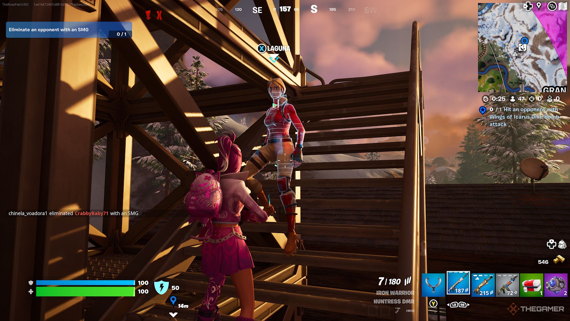 Laguna standing on the tower stairs in Fortnite Chapter 5 Season 2