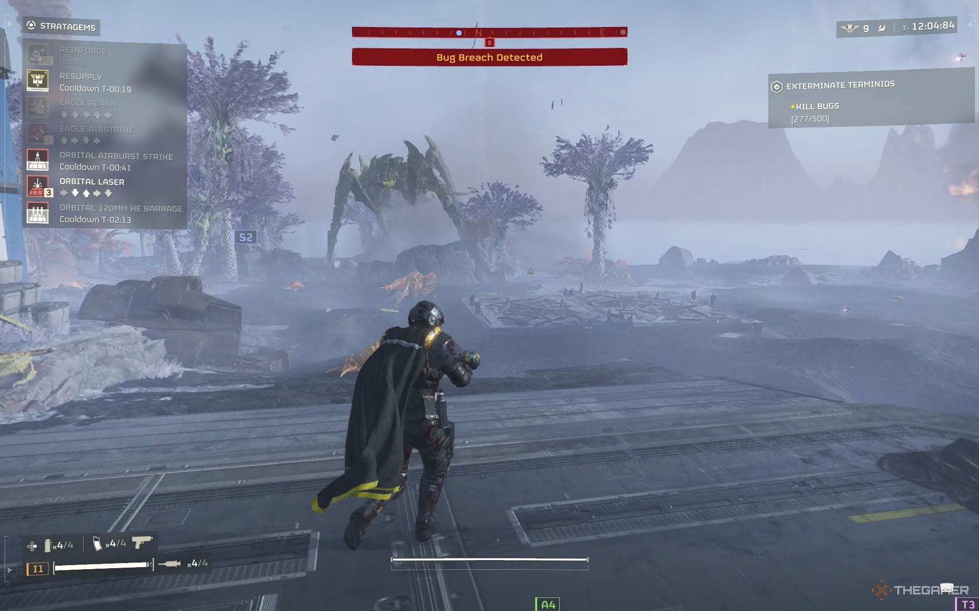 A player selecting Stratagems to kill Bile Titan in Helldivers 2