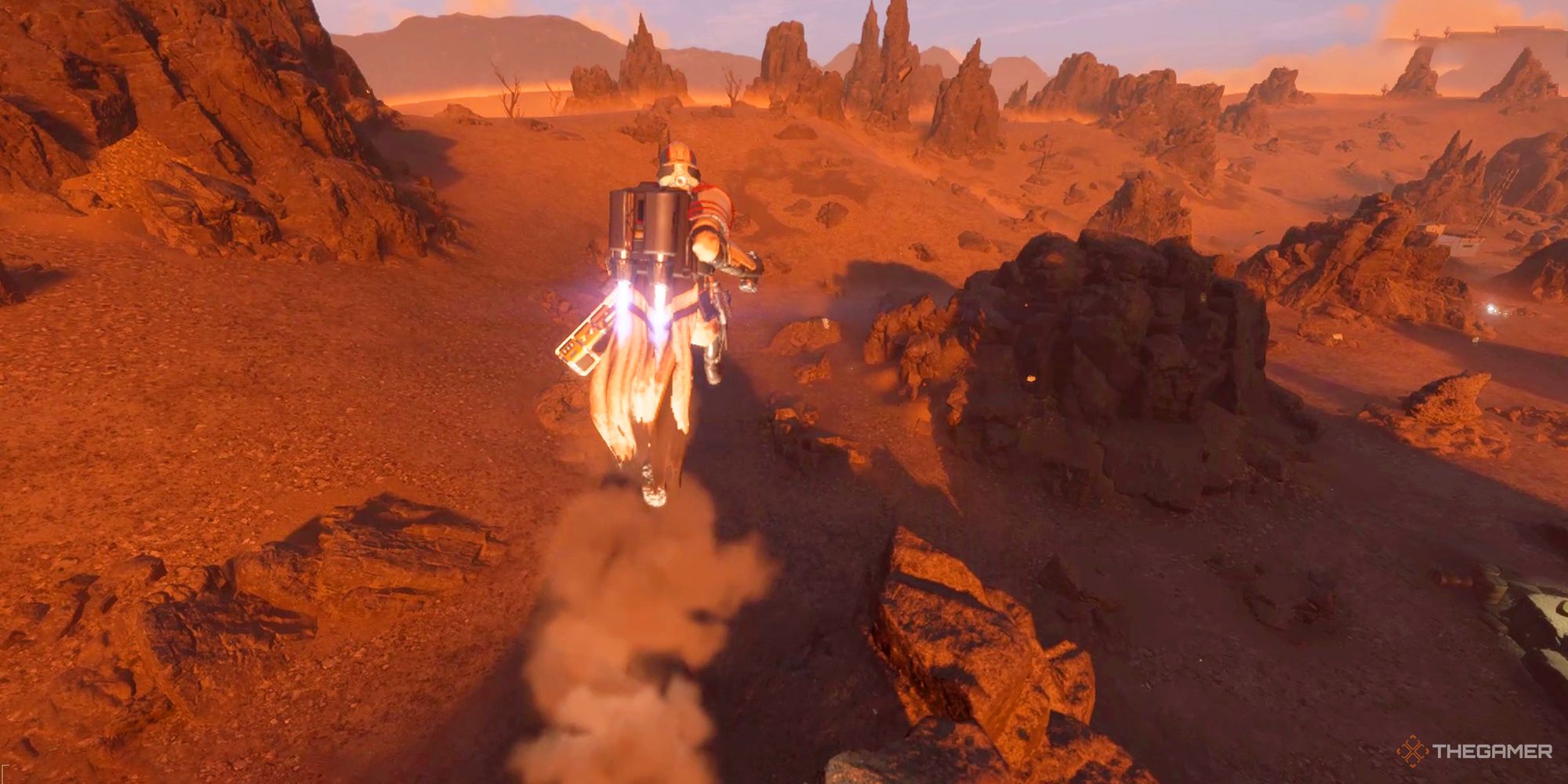 A player using Jump Pack in Helldivers 2