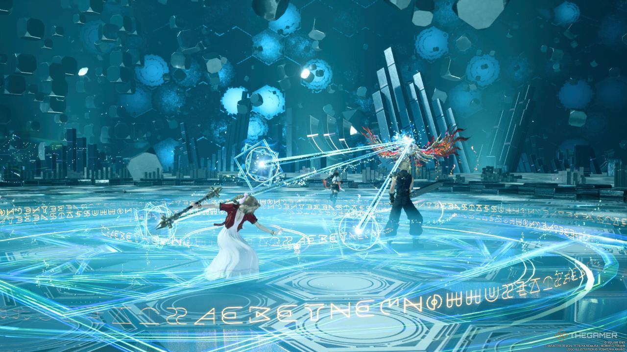 Aerith casting magical attacks against Phoenix within her Radiant Ward in Final Fantasy 7 Rebirth.