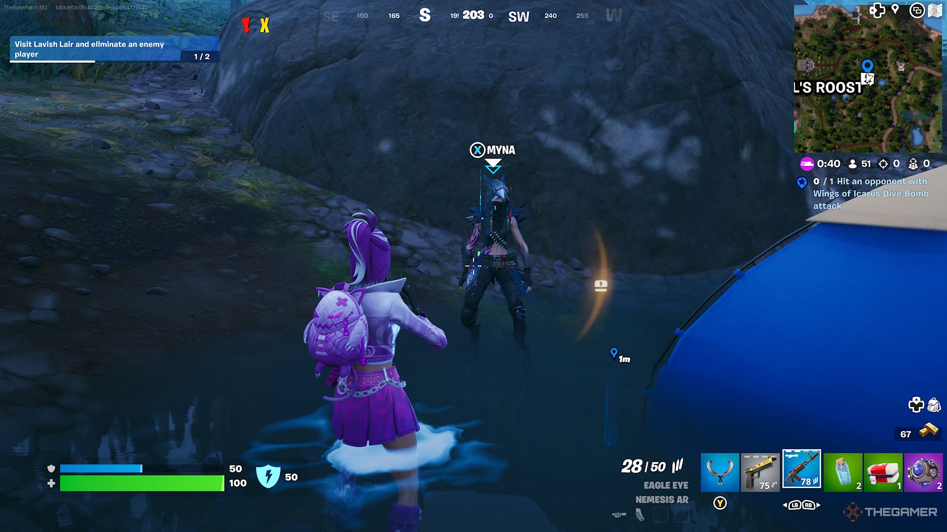 Myna in pool near Rebel's Roost in Fortnite Chapter 5 Season 2