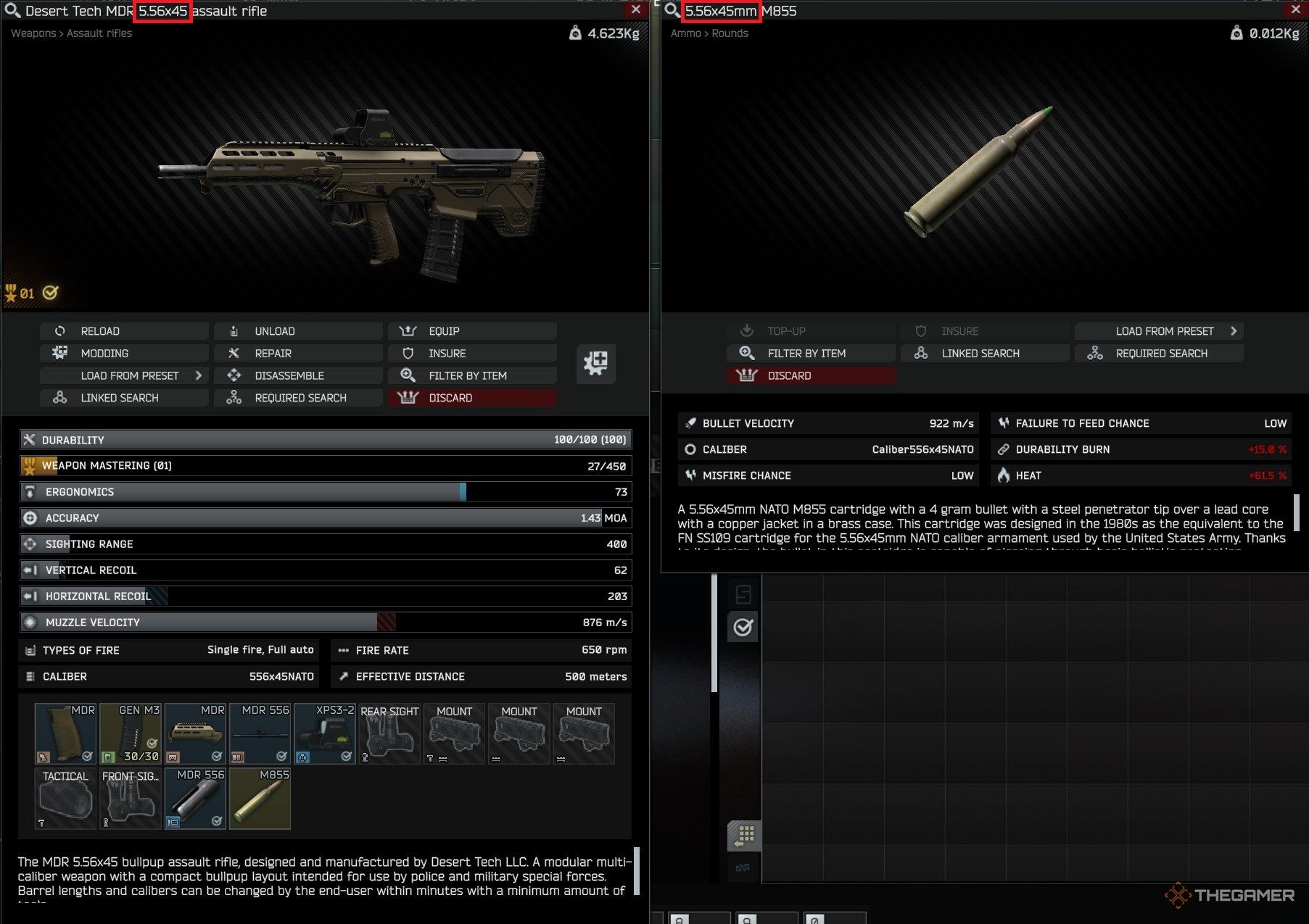 Escape From Tarkov Gun And Ammo Inspect Panels