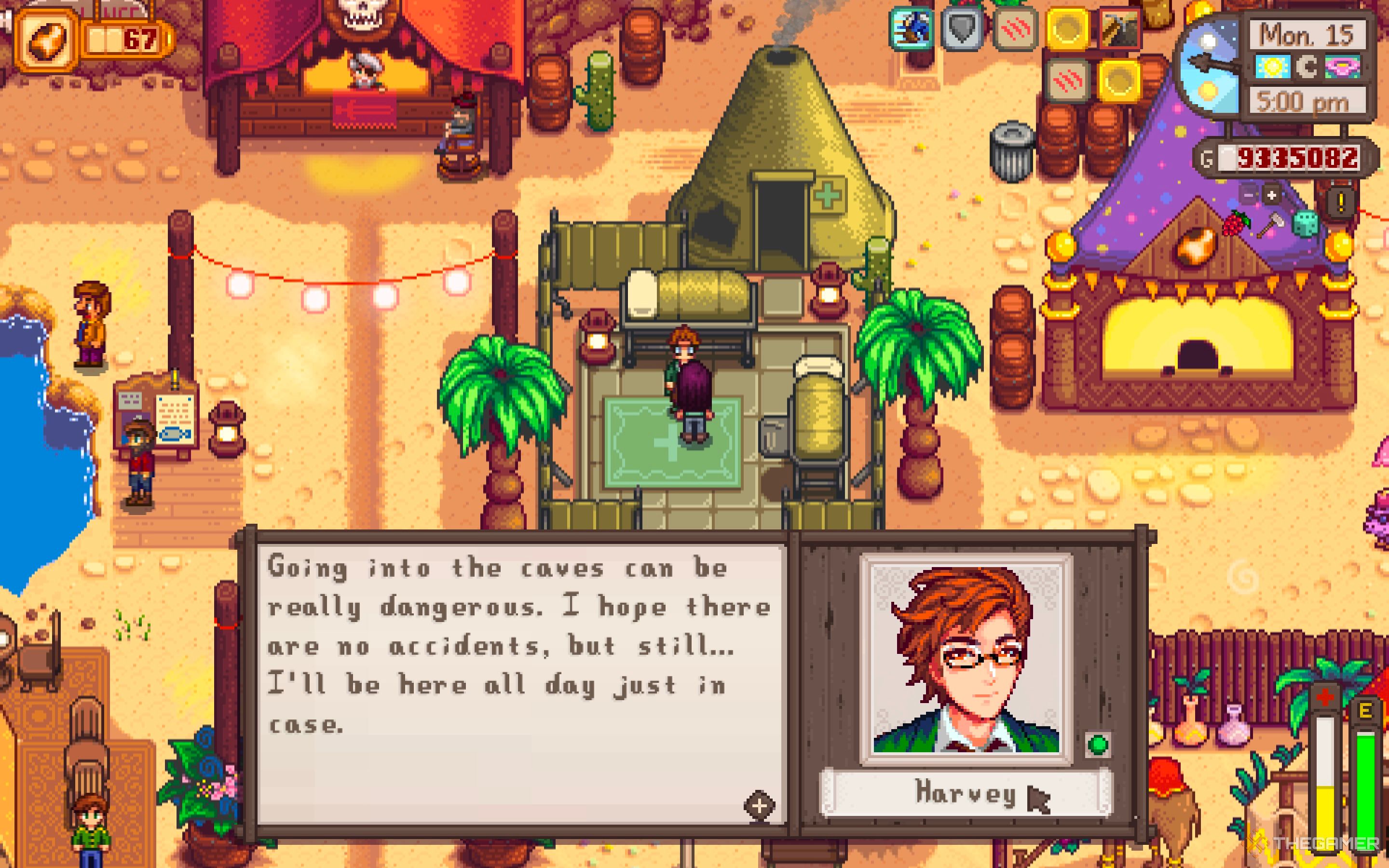 Farmer Talking To Harvey in his Medical Station