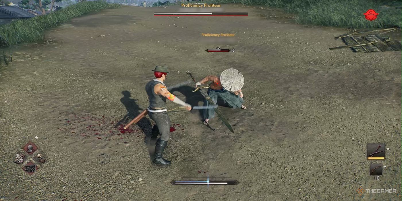 The protagonist fights another ronin on a dirt road in Rise Of The Ronin.